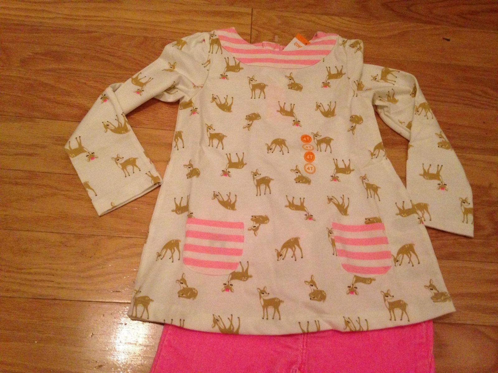 NWT Gymboree Fairy Tale Forest Dress Swing Top Neon Pink Skinny Cord Pants 4T