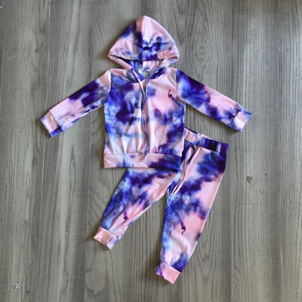 NEW Boutique Girls Tie Dye Hooded Sweatsuit Outfit Set