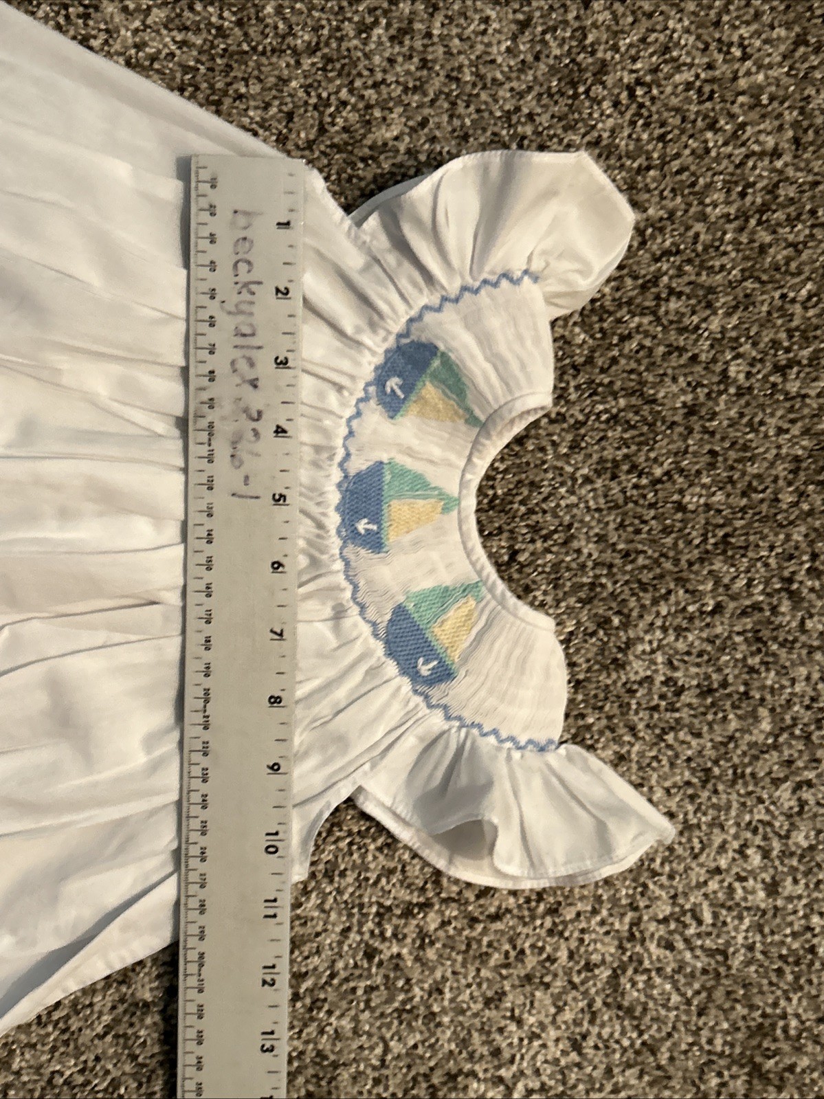 Mom & Me Smocked Sailboat Flutter Sleeve Outfit/Set 9 Months