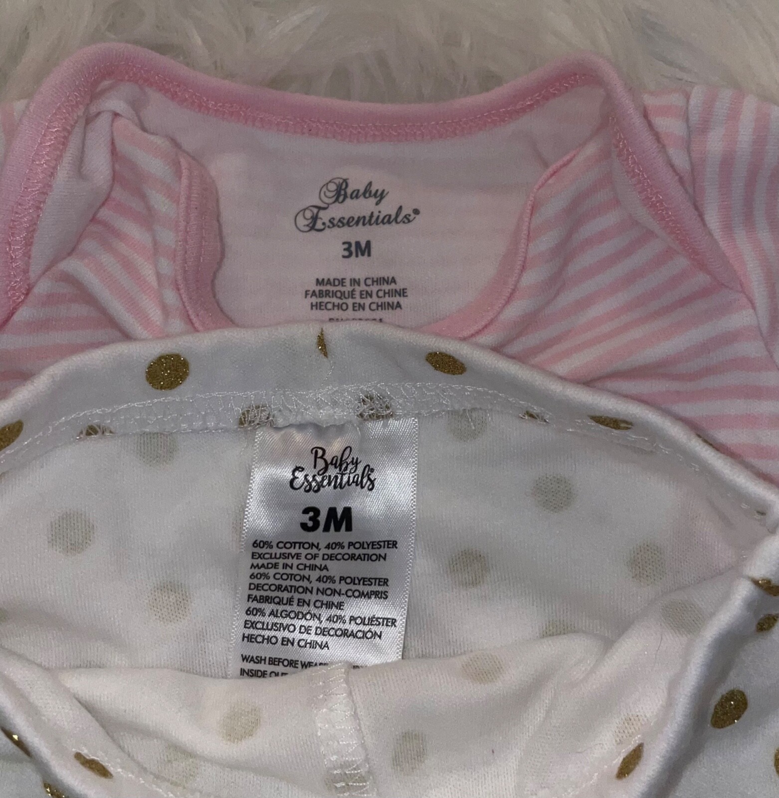 Baby Essentials 2 Piece Outfit One Piece Pants Heart Baby Girls 3M 3 Months