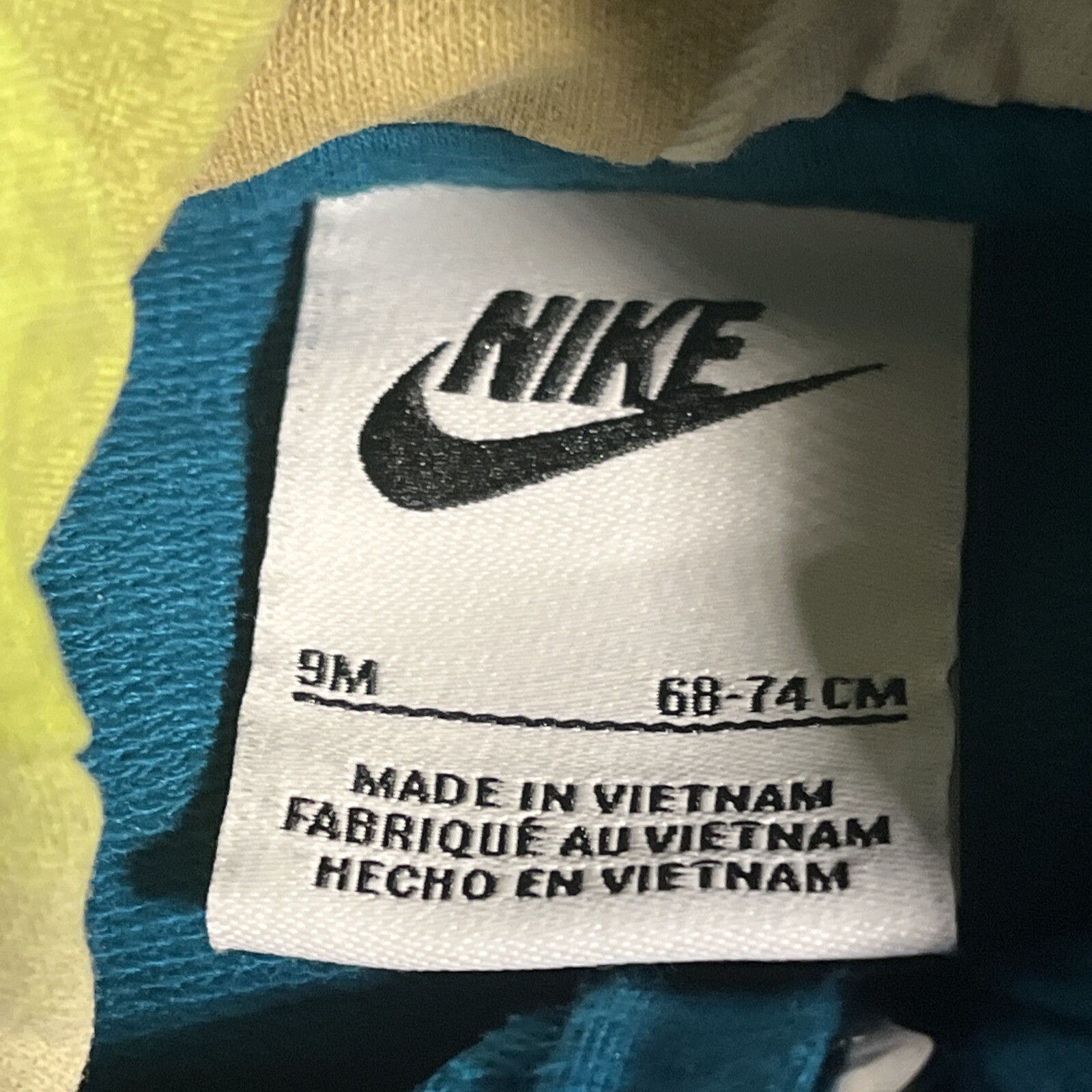 Nike Teal Blue Swoosh 72 Baby Hoodie One Piece- 9 Months -HTF Zip Up 1 Piece EUC
