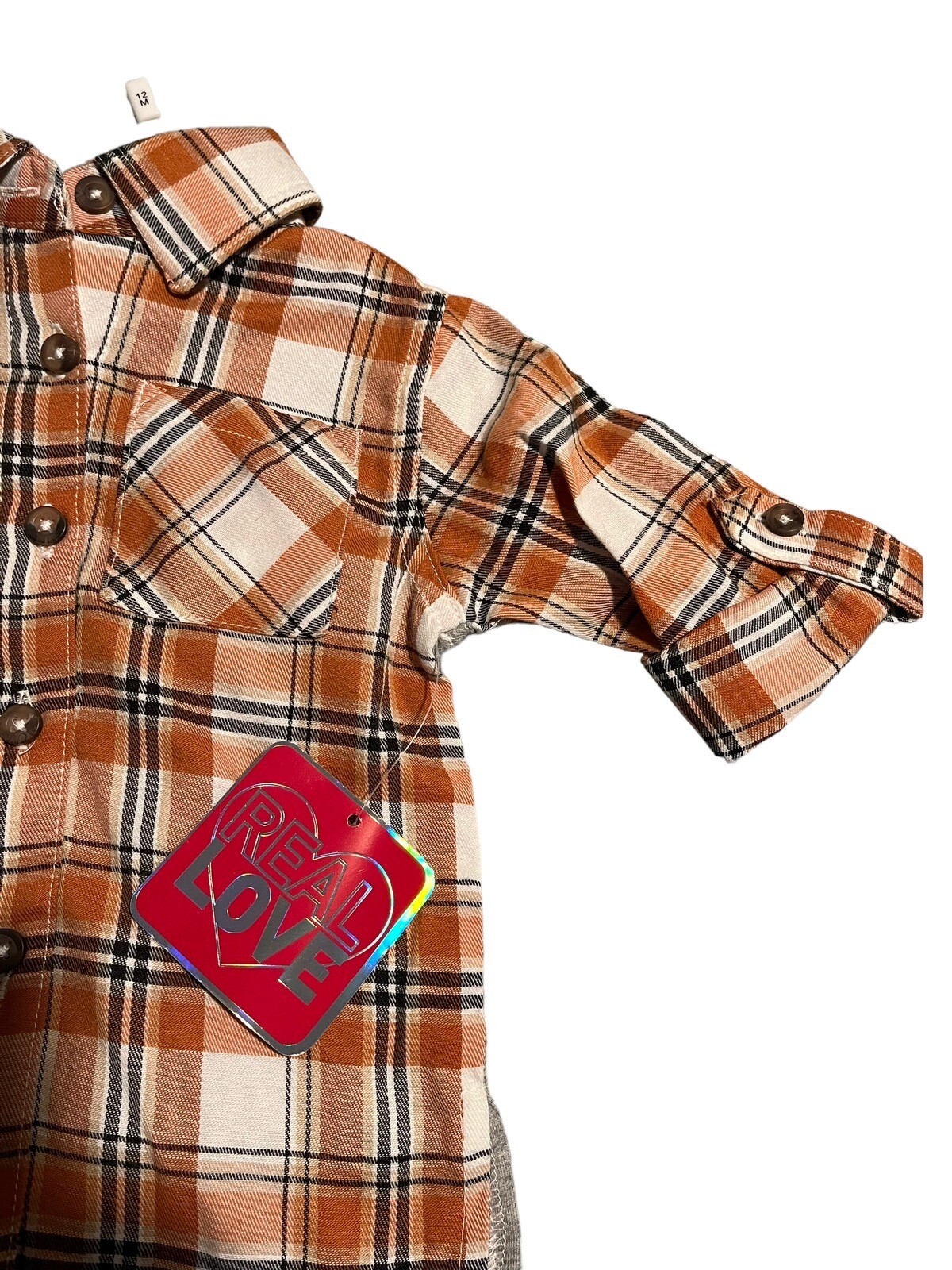 Real Love Shirt Pant Set Boys 24 Month 2 Pieces Button Up Top Stretch Pants NEW