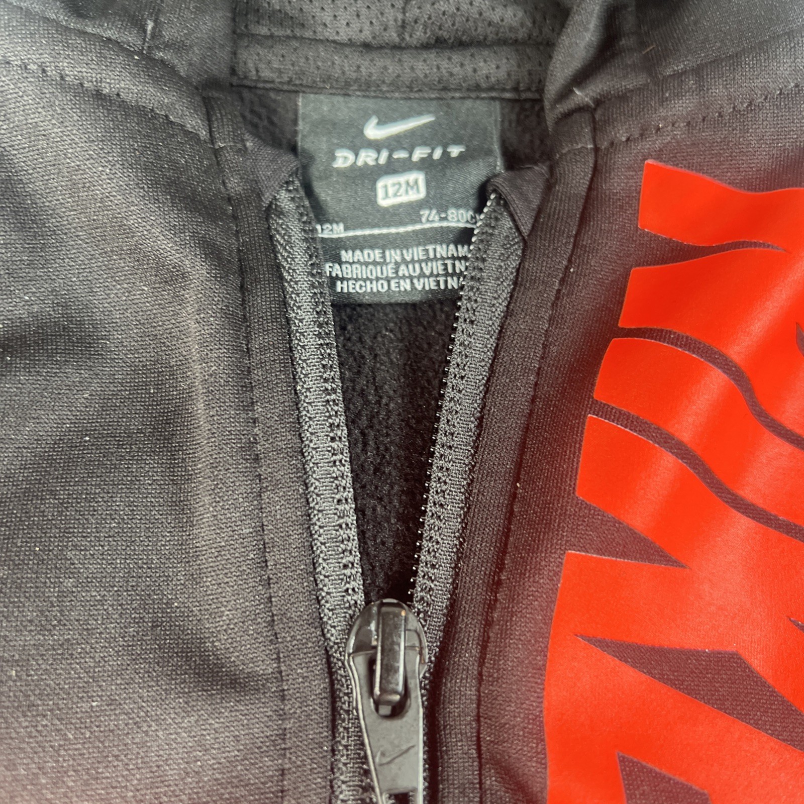 Nike: Hoodie/Long Sleeve Shirt & Sweat Pants Outfit Black Grey Orange 12 Months