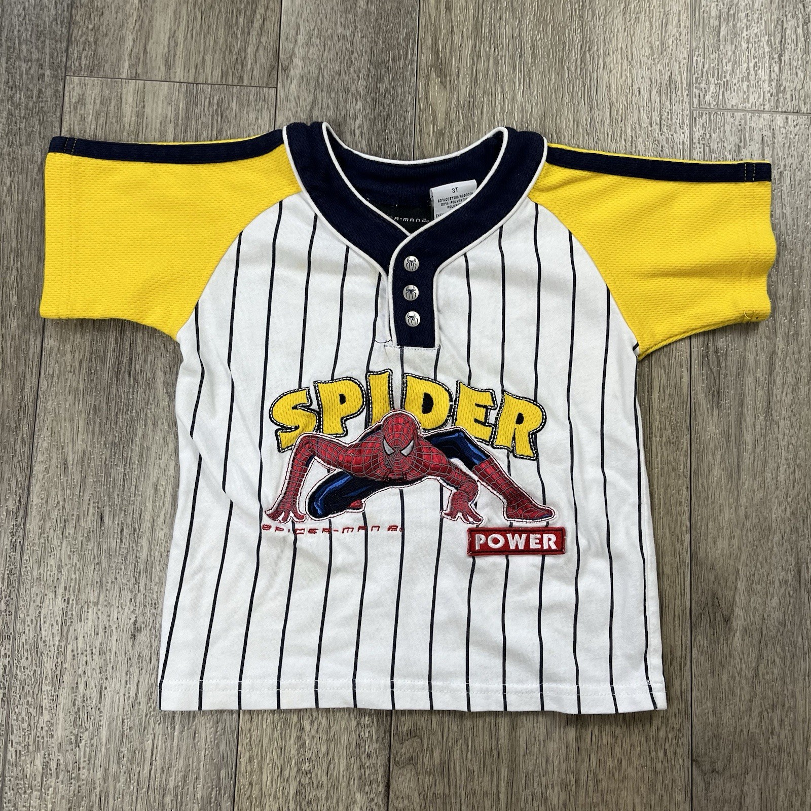Vintage Spiderman 2 Shirt Kids 3T Baseball Jersey Henley Marvel Movie Promo