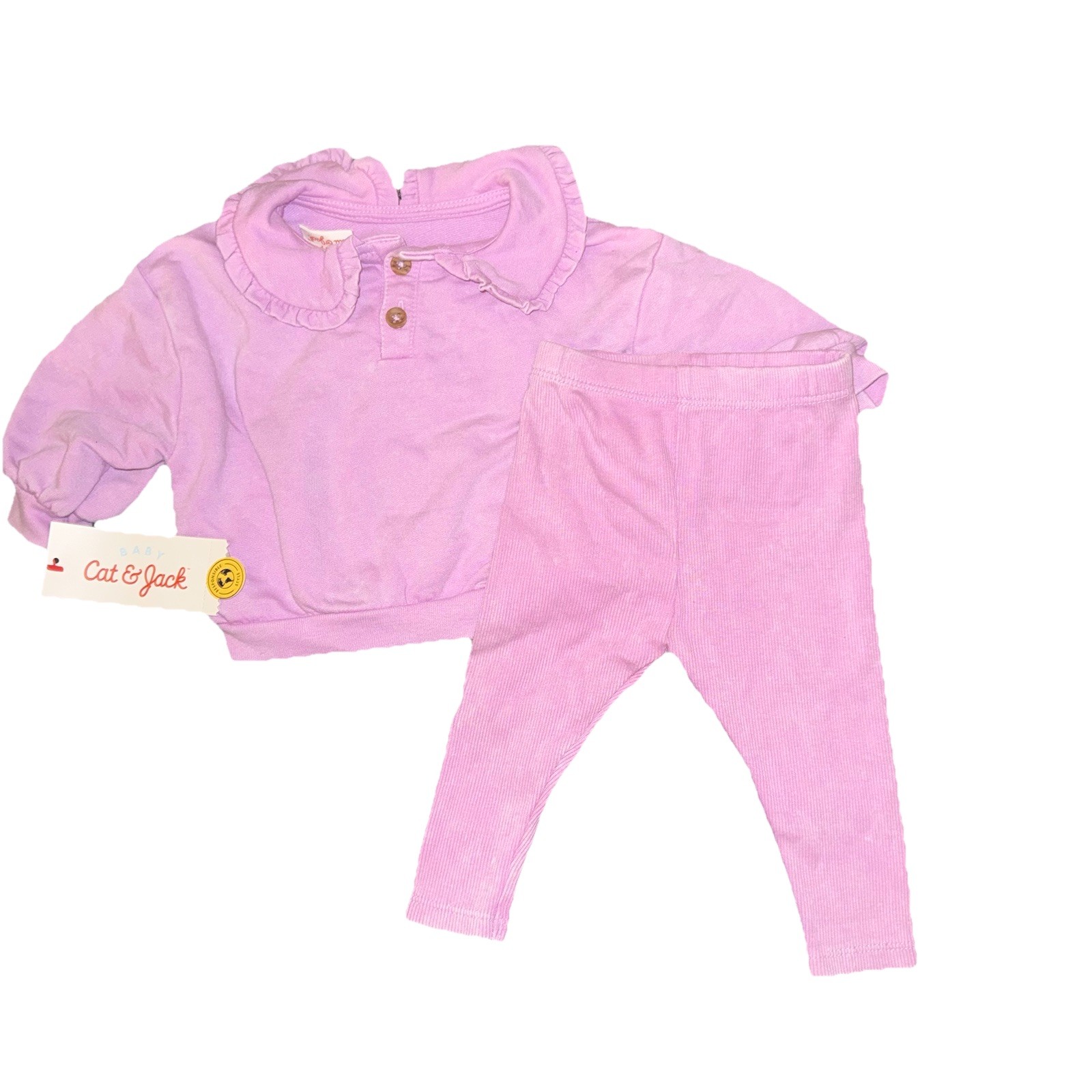 Cat & Jack Baby 0-3M Medium Lavender 2 Piece Outfit Set Top & Pants Ruffle