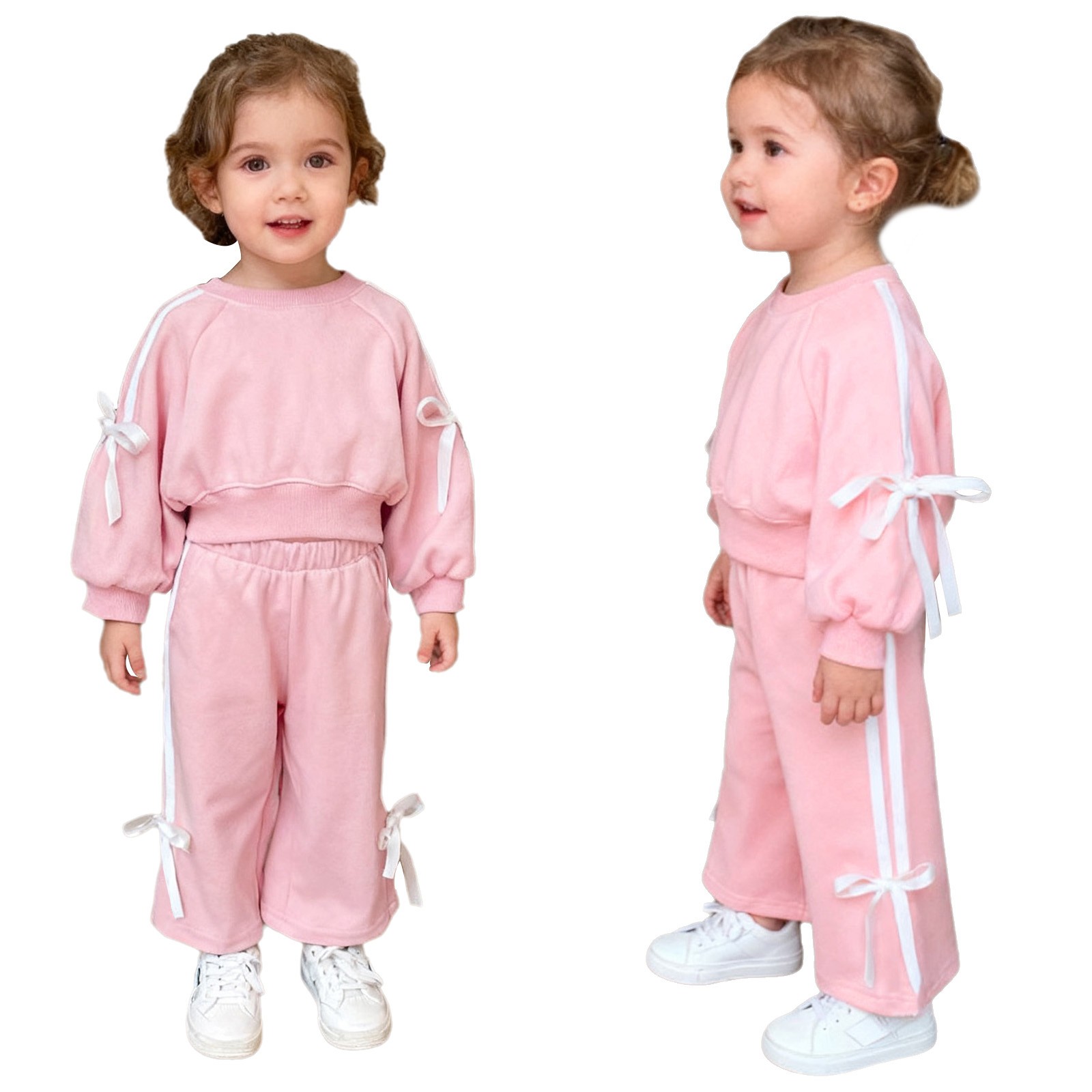 Baby Girls Sweatshirt With Pant Elastic Waistband Outfit Soft 2-Piece Sweatsuit