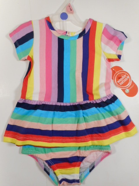 Girls Dress & Panty Set Multi-color Stripes Baby Outfits 2 Pc Set 0-3 Months