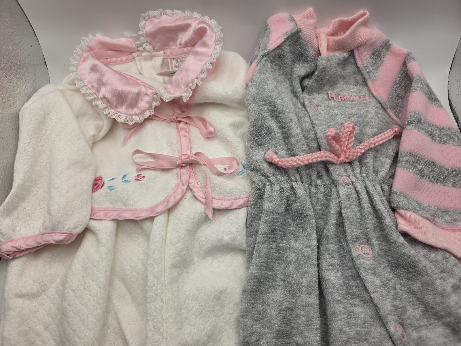 Vintage Baby Girl Clothes Newborn O-6 Months 17.5″ Long (Lot Of 2)