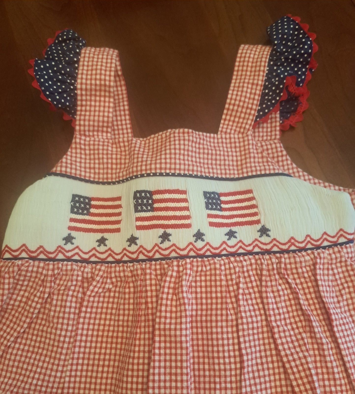 Ste..ybelly 4th of July Patriotic American Flag 2T Girls Gingham Short Outfit