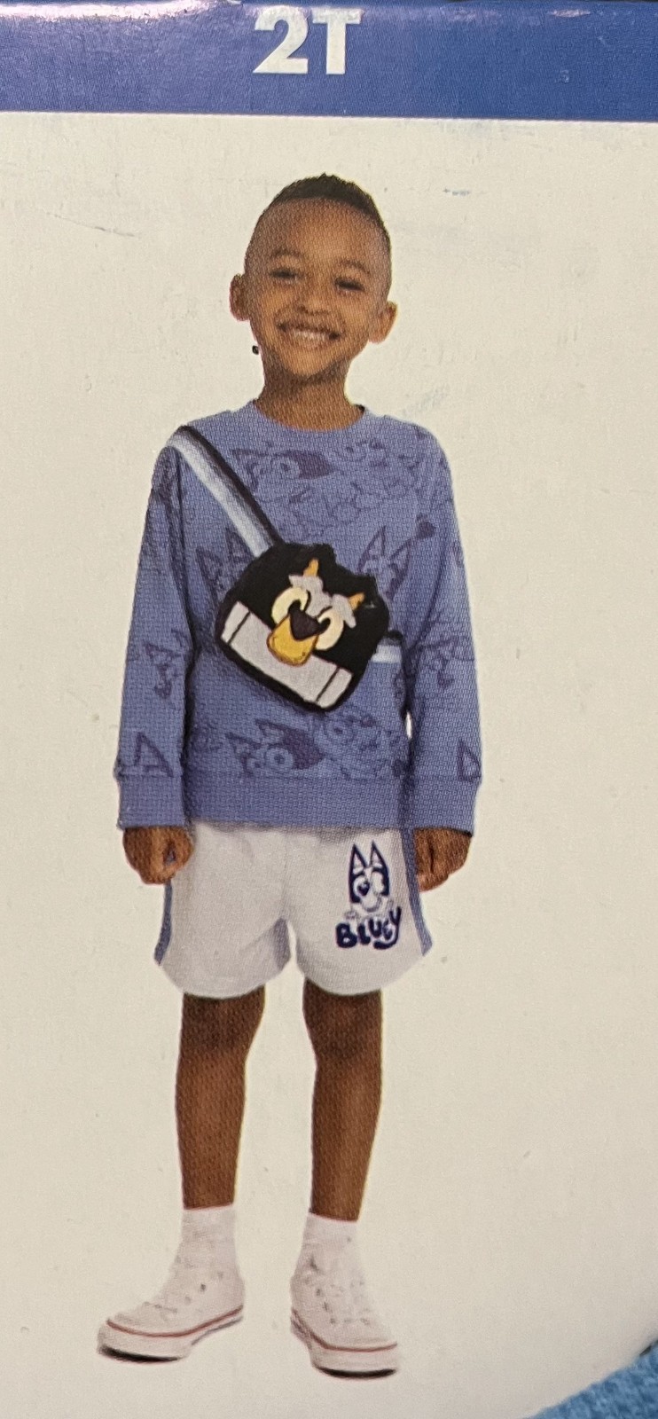 BLUEY Shirt & shorts set & attached pouch 2 piece outfit, nwt size 18 monthe