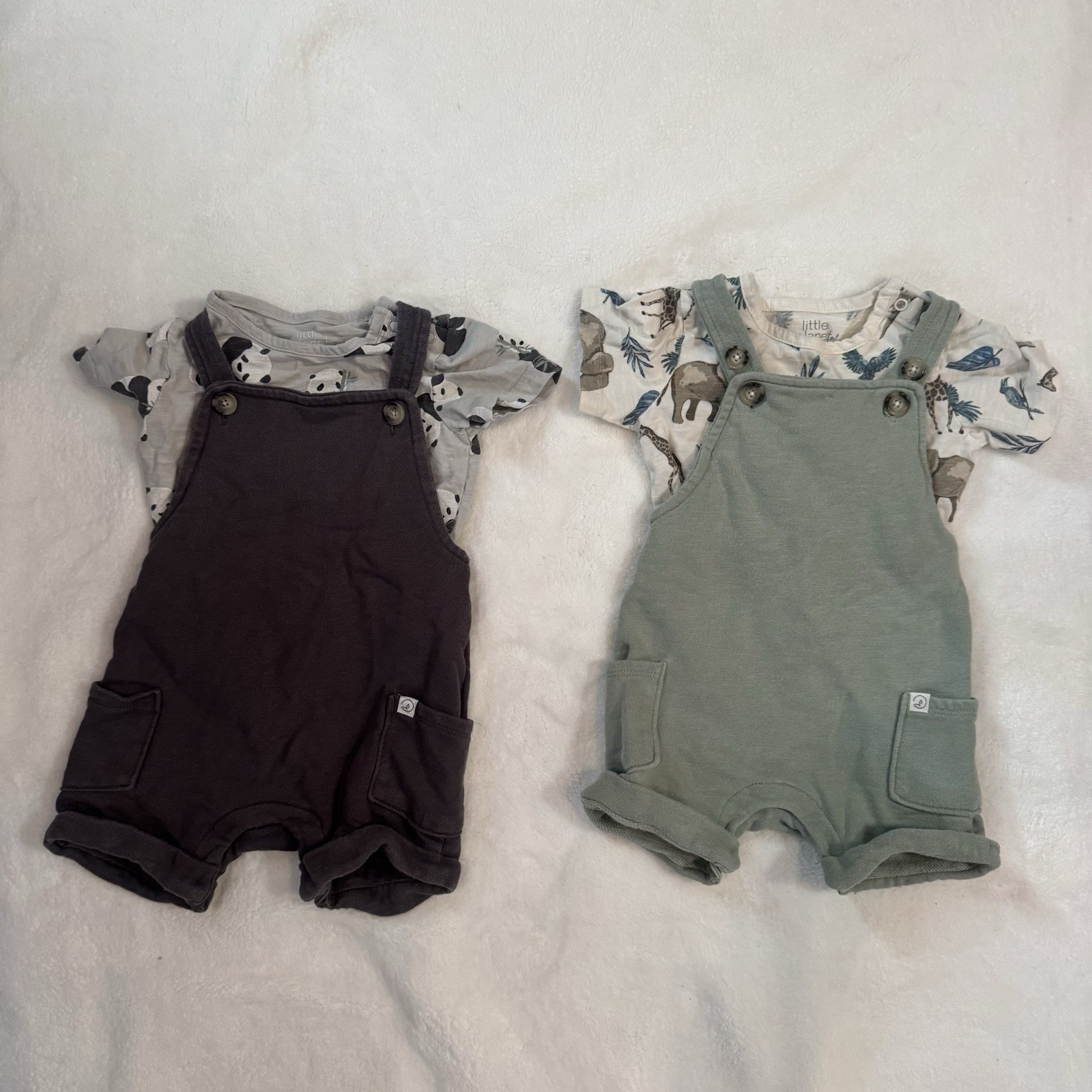 Carters Little Planet Overall And Shirt Sets Size 18 Months 2 Outfits 4 Pieces