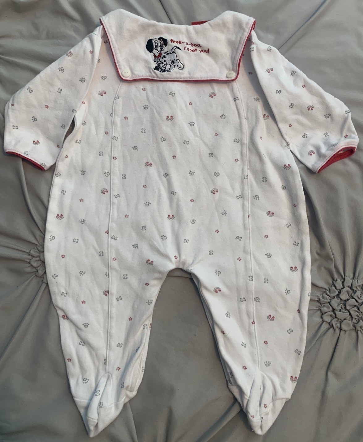 Vintage 2001 Disney Embroidered Dalmatians 1 piece baby outfit size 9 months