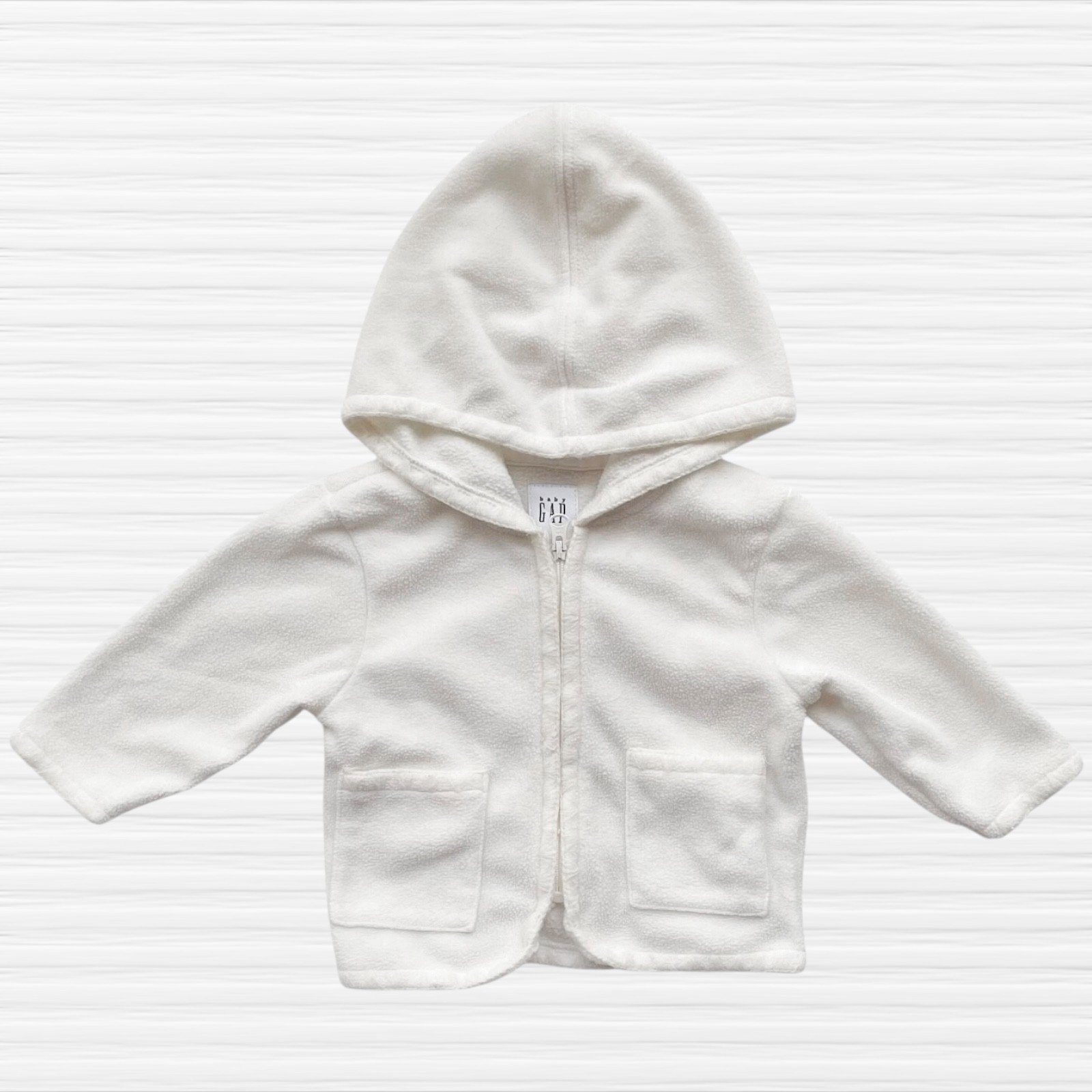 Vintage Gap Baby Girls Fleece Pants Set Winter White Full Zip Hooded Size 3-6M