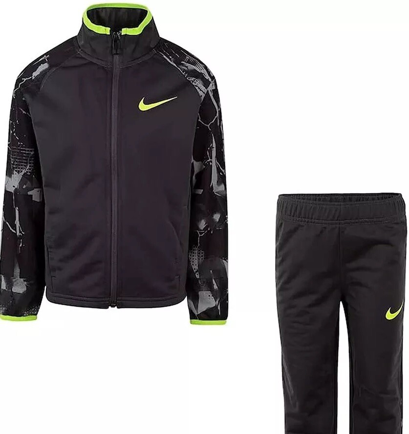 Nike Baby Boys 2 Piece Tracksuit Pants Jacket Set Black Grey Volt 12 Months NWT
