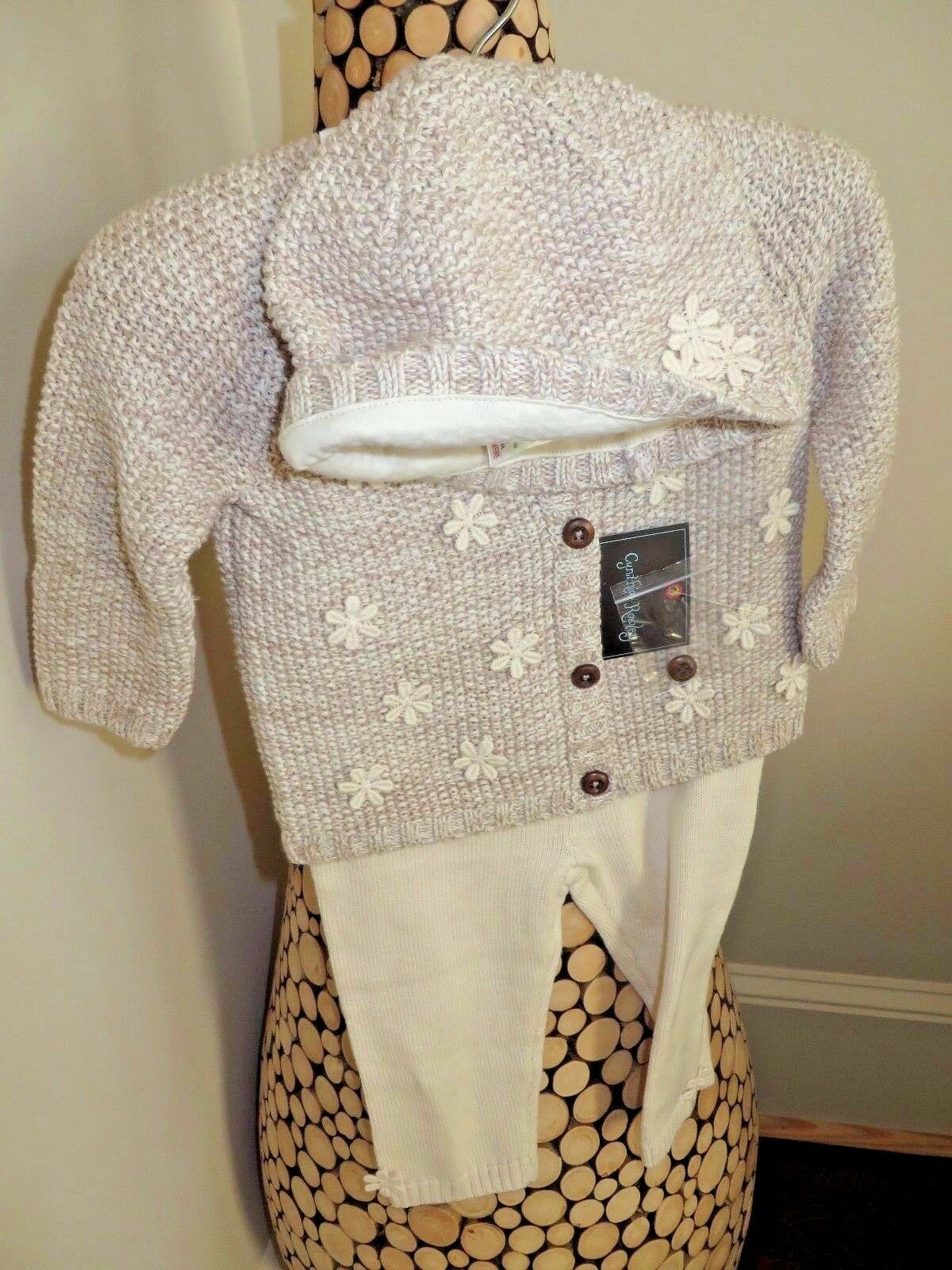 Cynthia Rowley Baby Toddler Dress light brown/dark coffee design flowers,3 piece