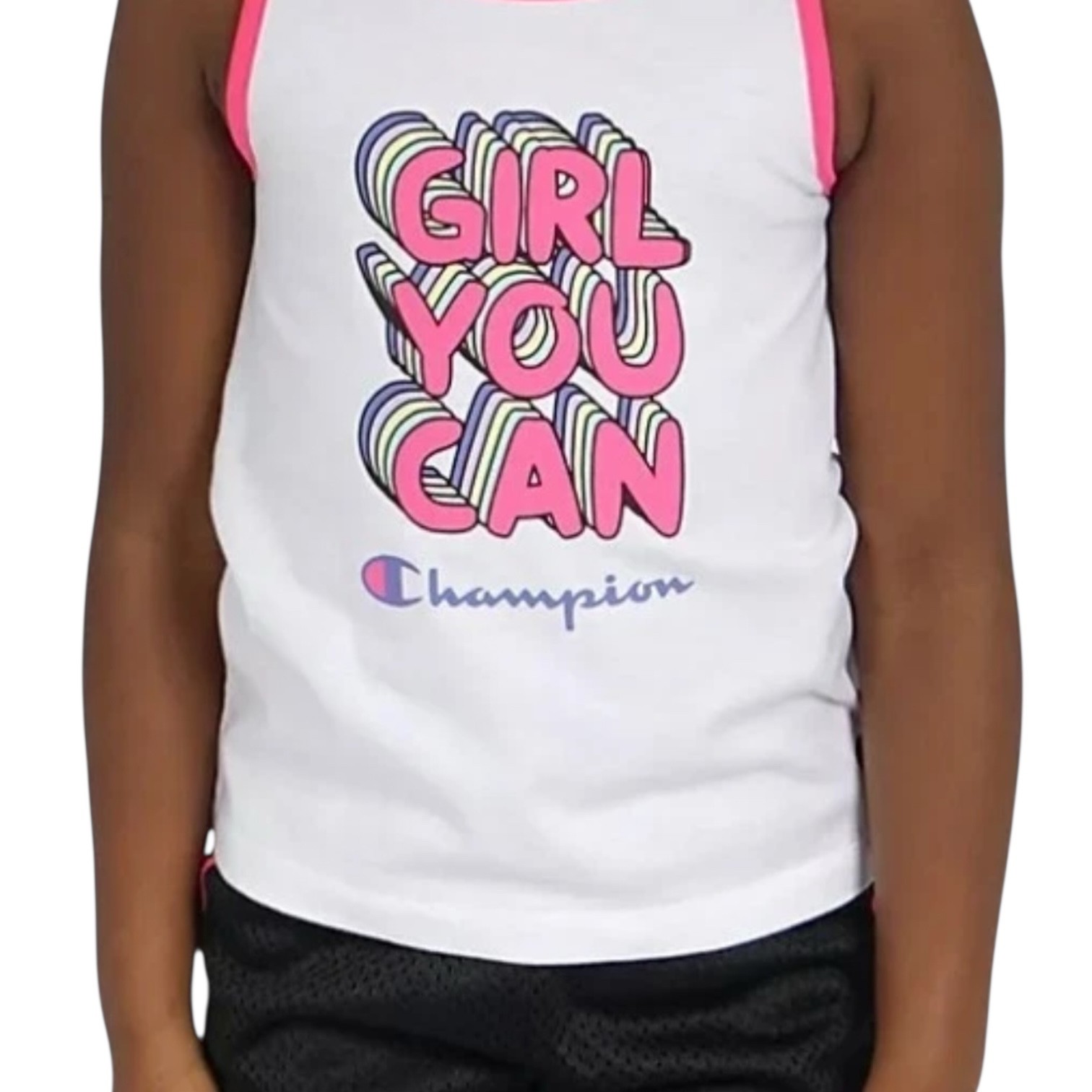 Champion Girls Size 4T T-Shirt Short 3 Piece Set Summer Tee Cotton Pink White