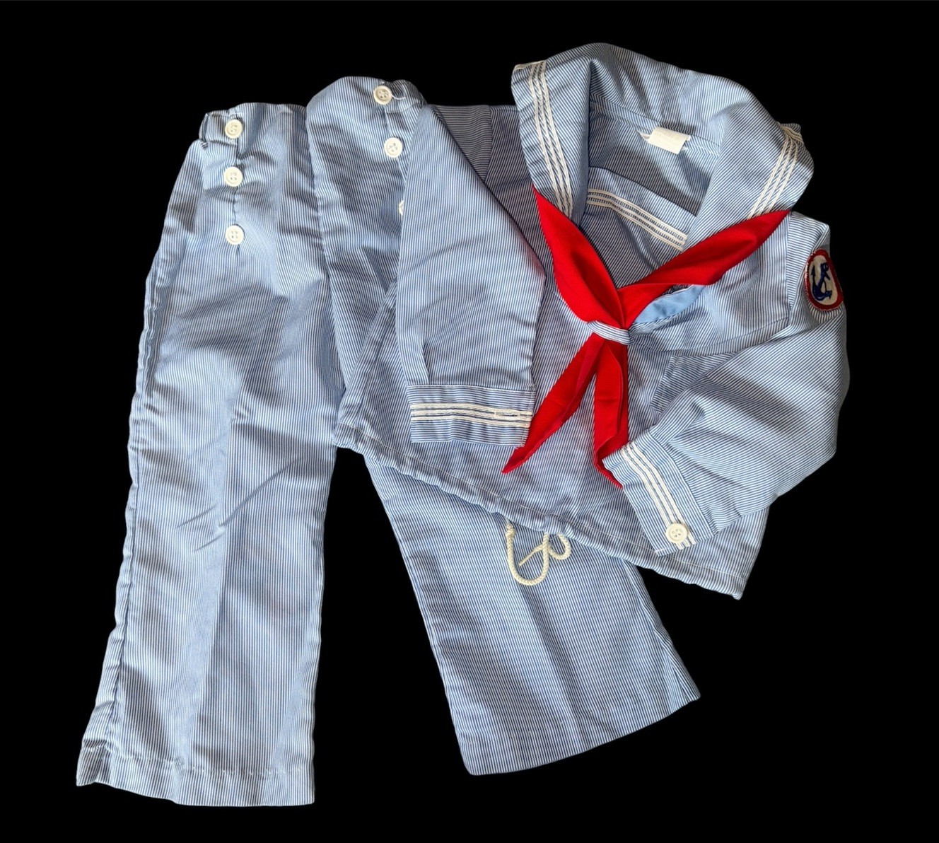 Vintage Goodlad Size 4T Boy’s nautical seersucker sailor outfit wide-leg pants
