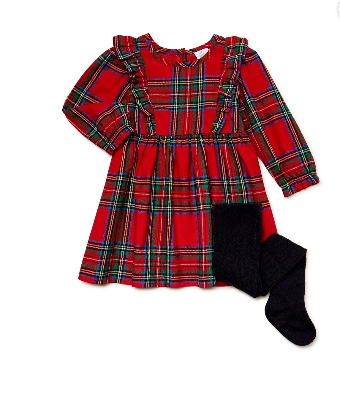 Wonder Nation Baby Girls Dress With Footed Tights Outfit Set, 2-Piece, Size 12M
