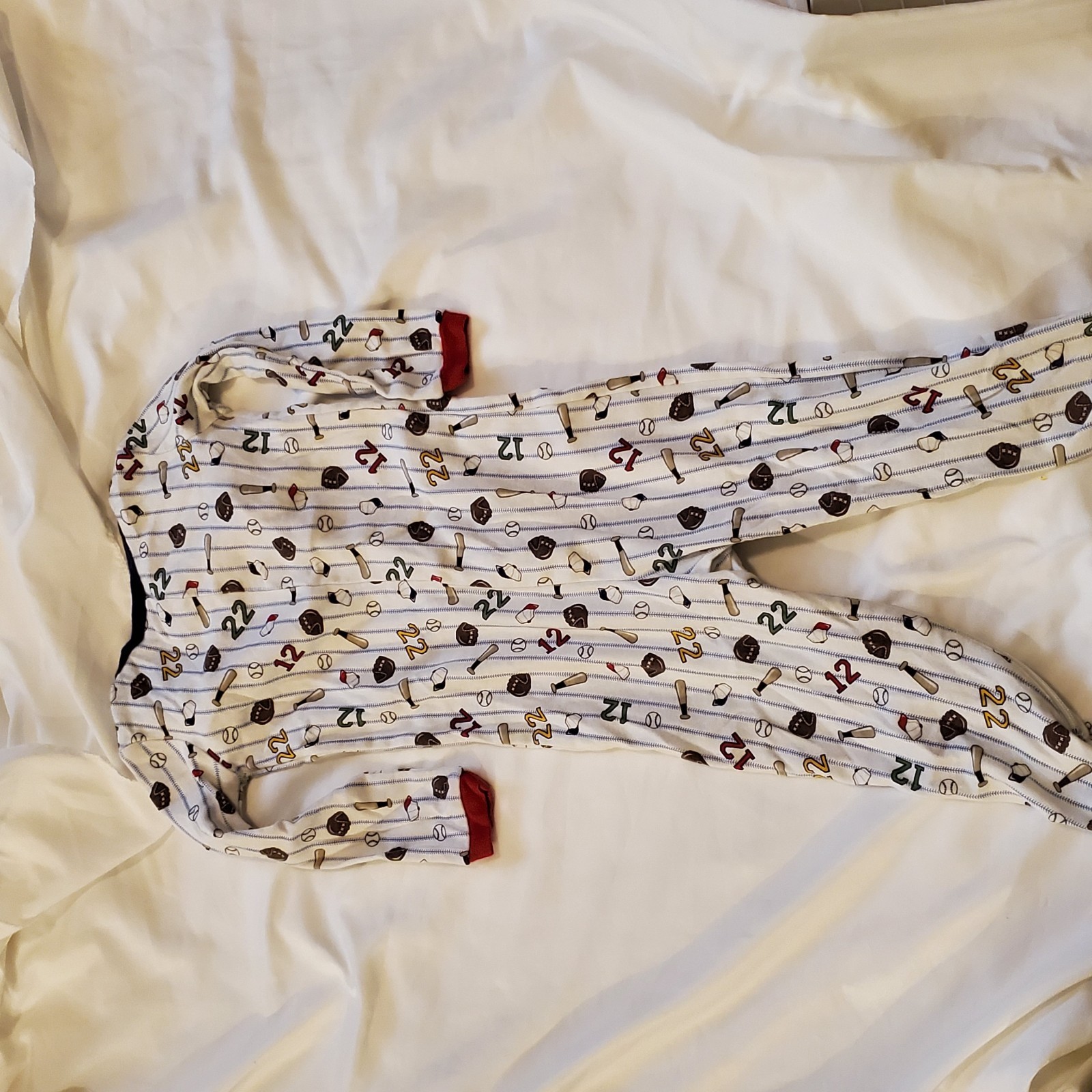 Baby Boy New Vintage Gymboree 3t Baseball Sports Zip Up Footless Pjs
