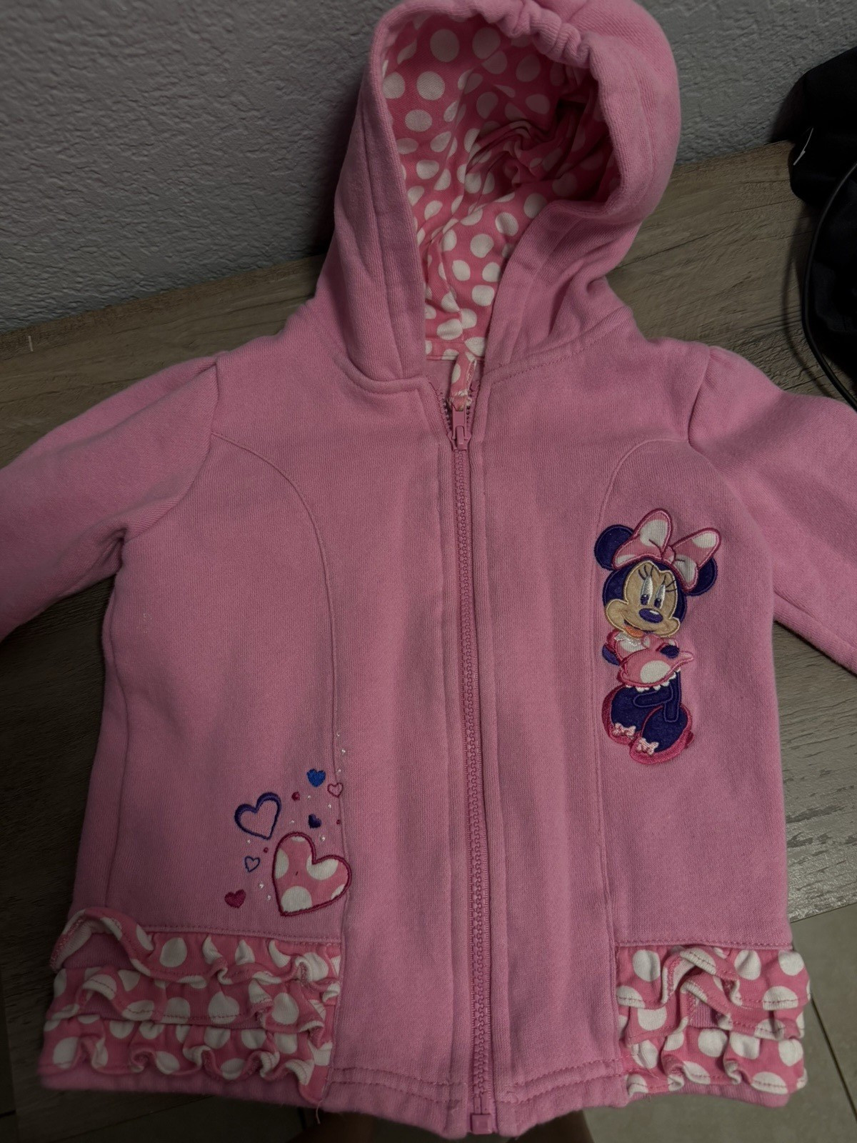 Disney Minnie Mouse Girls Toddler 2pc Pink Zip Hooded Fleece Hoodie Pants Set