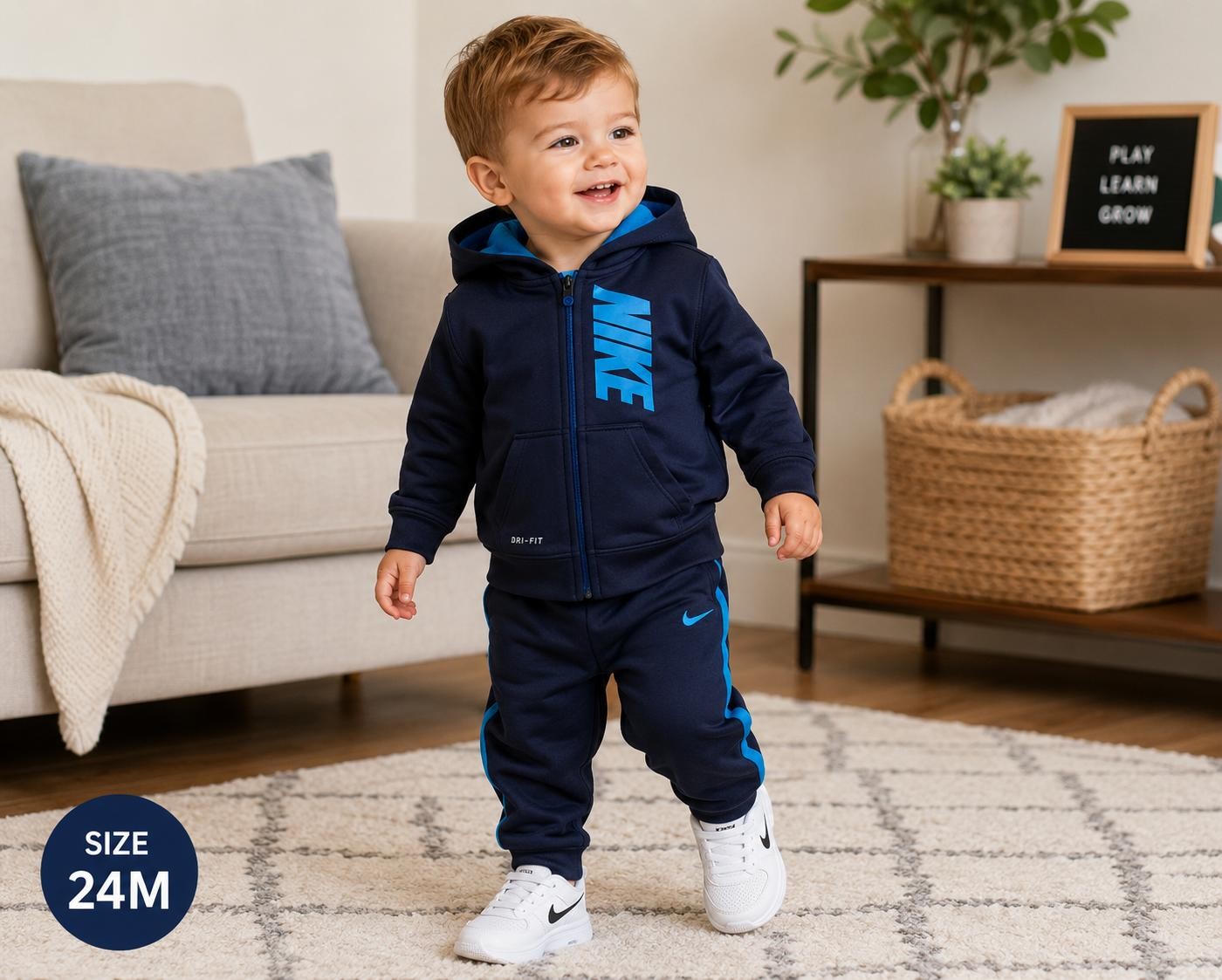 Nike Infant Boys Therma Full Zip Hoodie Jogger Set 24M Blue Tracksuit NWT
