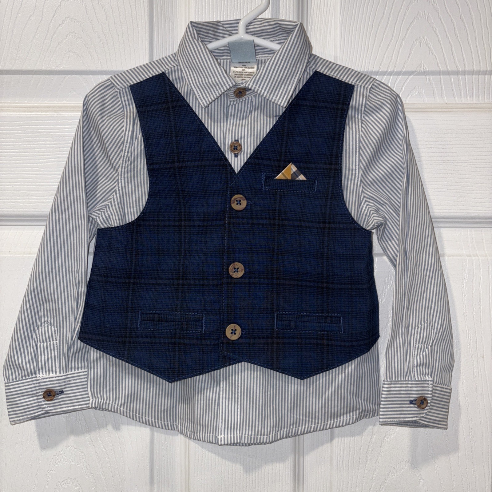 Little Lad Button Down Mock Vest And Pocket Square Size 24 Months