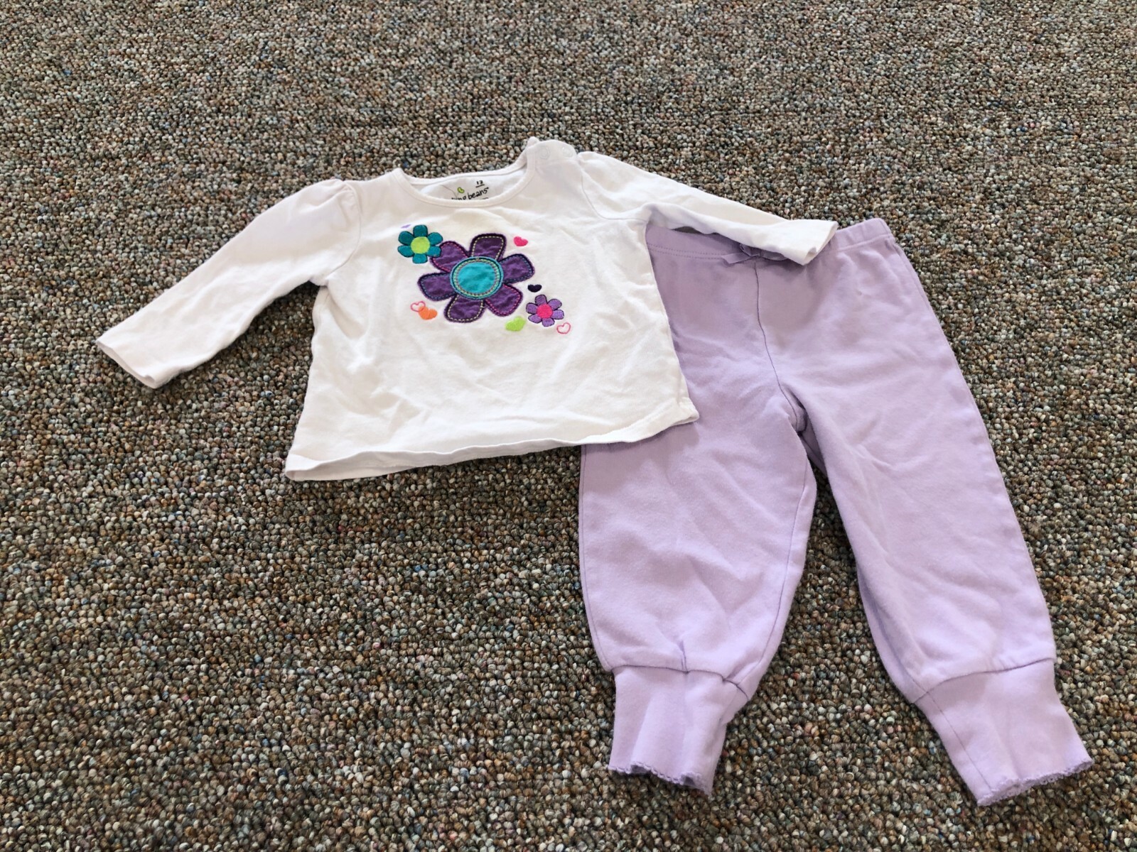 Jumping Beans Flower Top & Faded Glory Purple Pants 12m