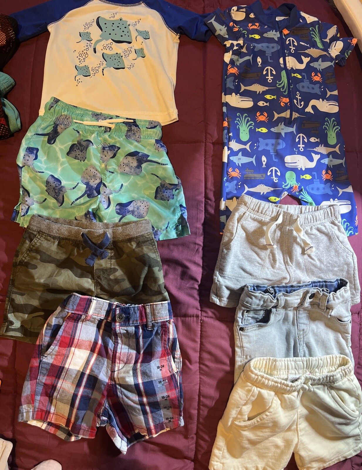 Lot of 8 Assorted Boys 18 Months & 18-24 Months Summer Swimwear & shorts