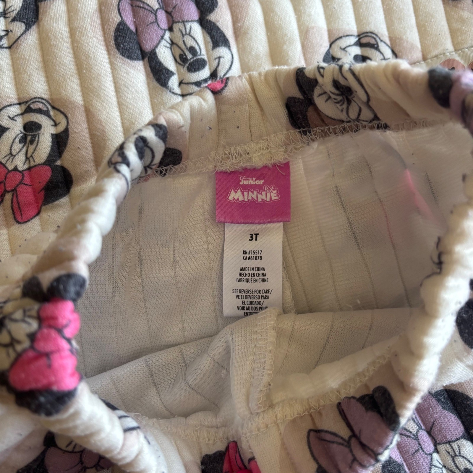 Disney Minnie Mouse Girls 3T Quilted Sweatshirt and Pants Set Cream Pink RN15517