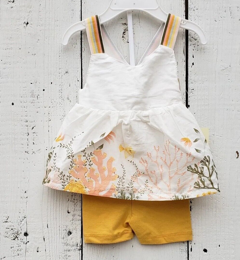 Cynthia Rowley Sleeveless Top Shorts Outfit Set Baby Girls 3-6 Mo Yellow NEW