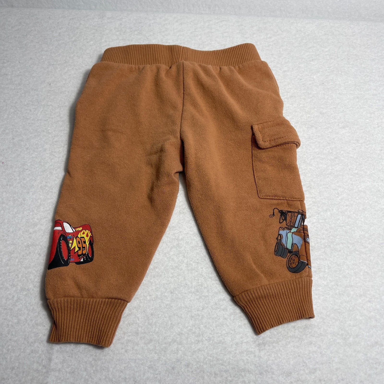 Disney Cars 2 Piece Brown Sweatsuit Hoodie Cargo Pants Lightning McQueen Sz 12M