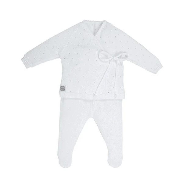 NWT Spanish Knit White Cotton Coming Home Set Newborn Preemie Baby Girls Boys 01
