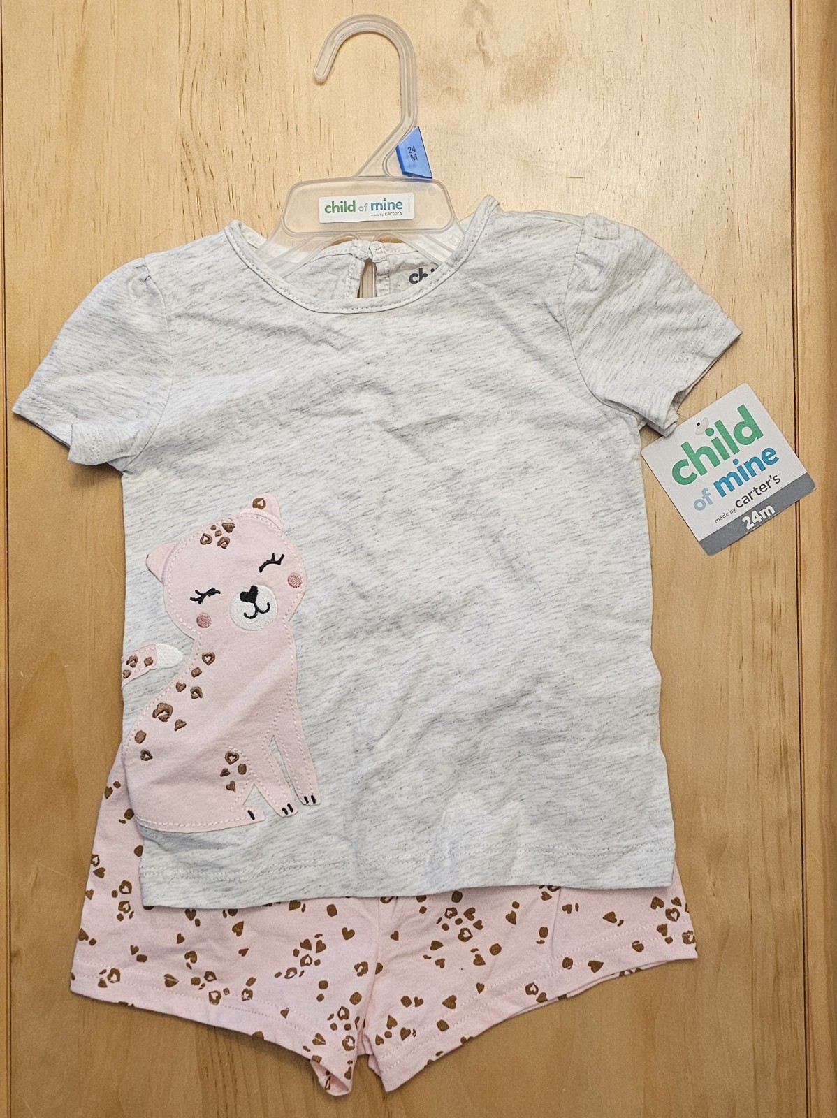 Baby Girl Size 24 Months 2-Piece Set Cat Shirt & Pink Heart Shorts New With Tags
