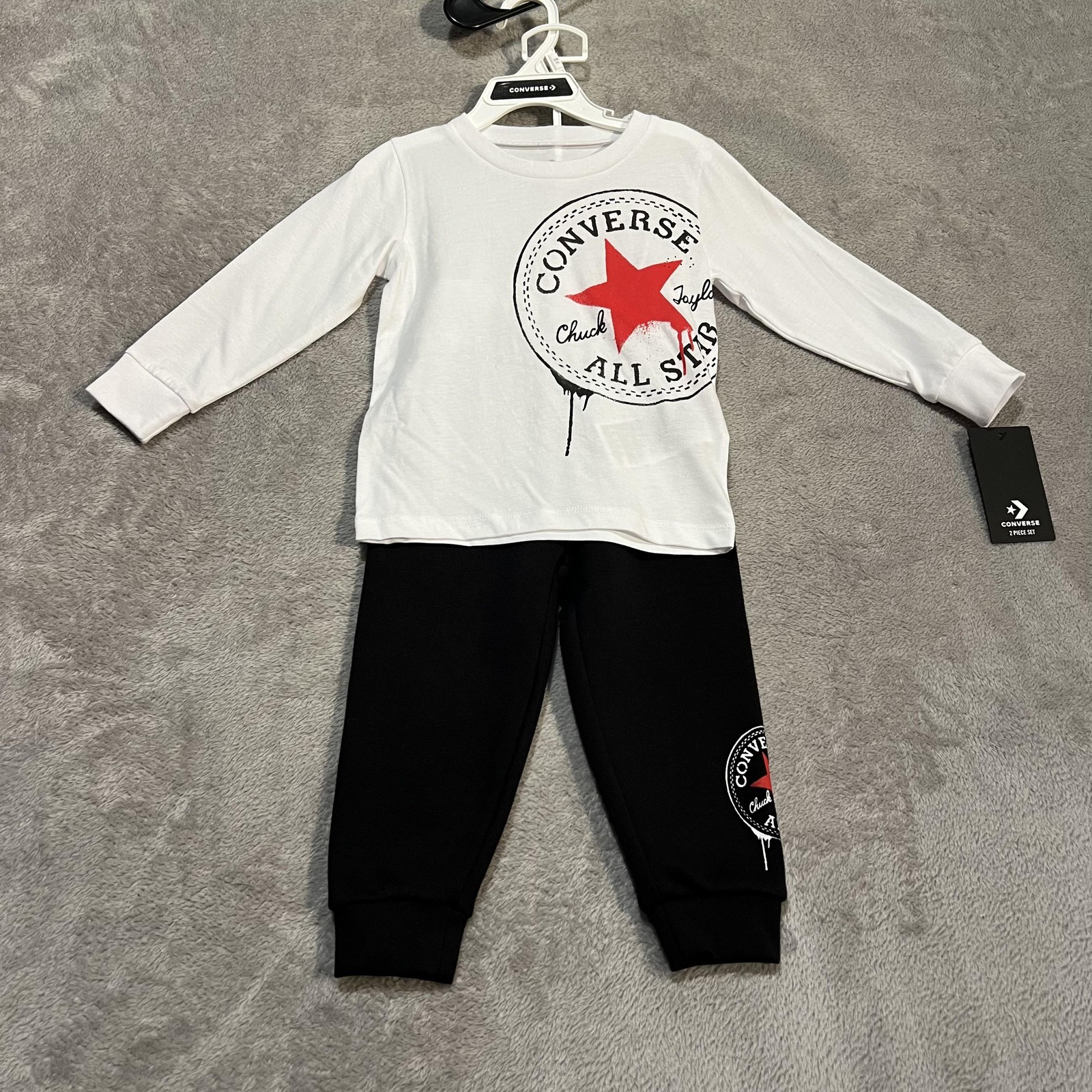 Converse Shirt Pants Set Toddler 24M White Black Chuck Taylor All Star Logo