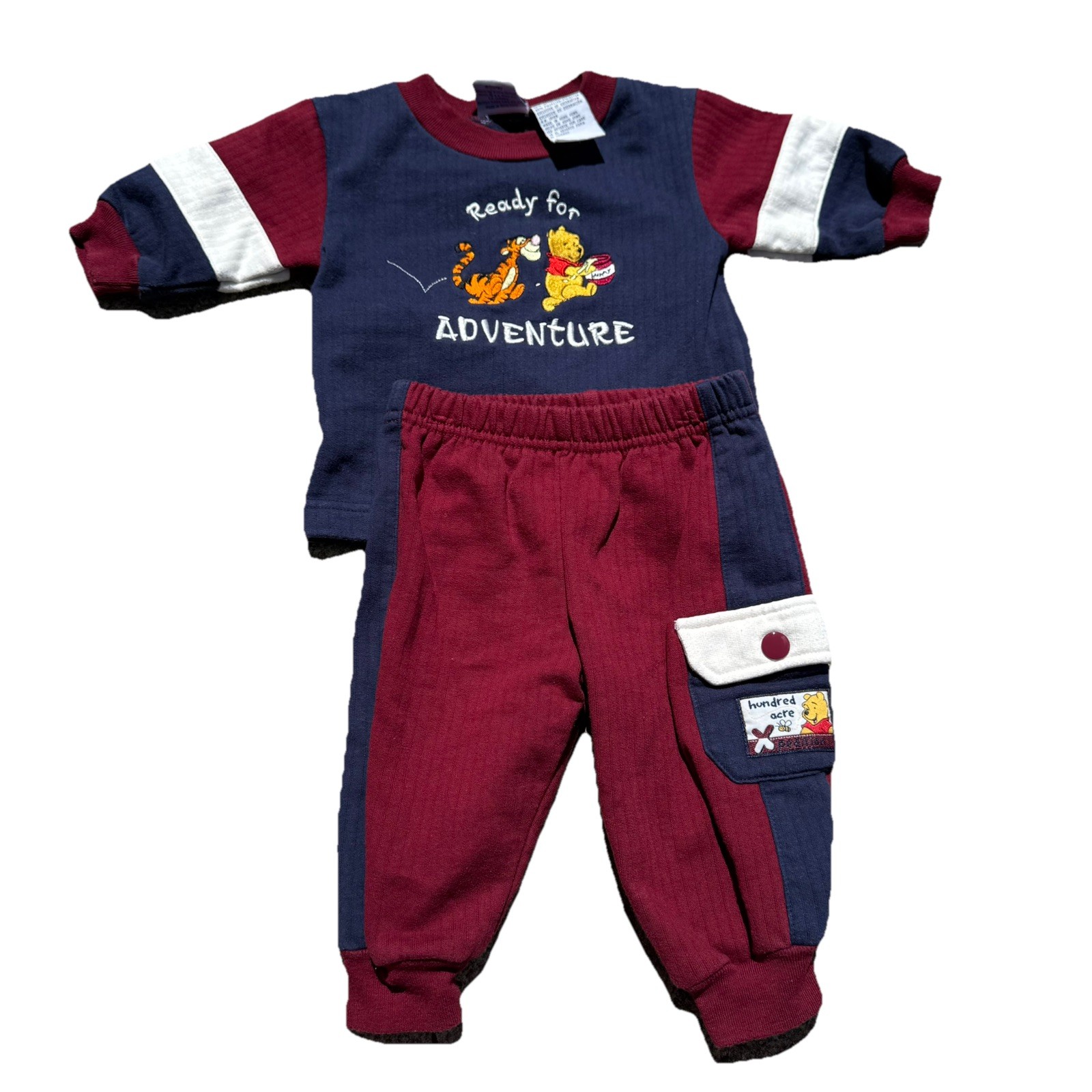 Vintage POOH Winnie the Pooh Shirt Pant Set Embroidered 90s Baby Clothes 3/6 Mo