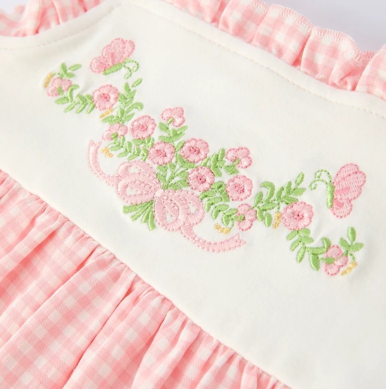 NEW Boutique Embroidered Floral Tunic Dress & Ruffle Shorts Girls Outfit Set