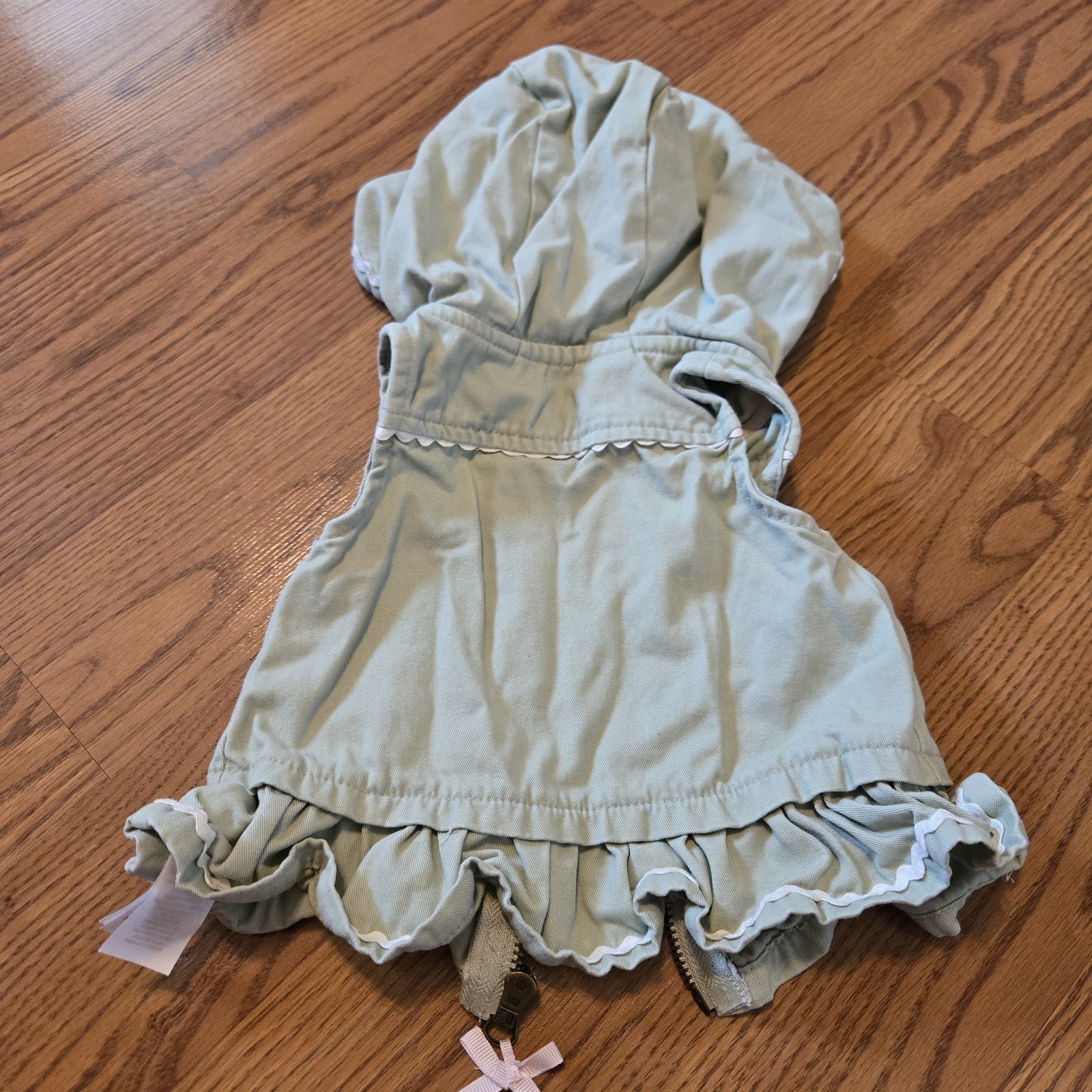 Tahari Baby Girl Matching Set with Denim Vest Hoodie Pink Bodysuit Leggings 0-3M