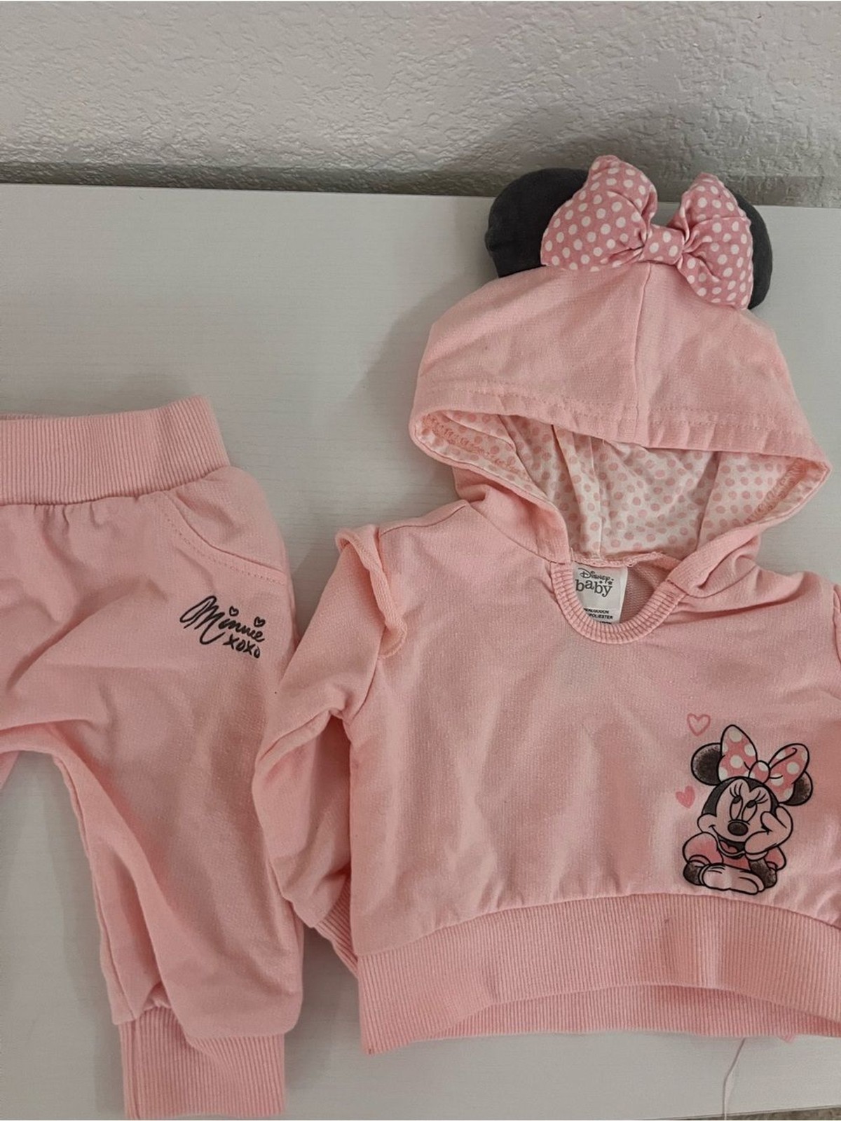 Disney Baby Minnie Mouse 2 Piece Outfit Set Pink Newborn Hoodie Joggers