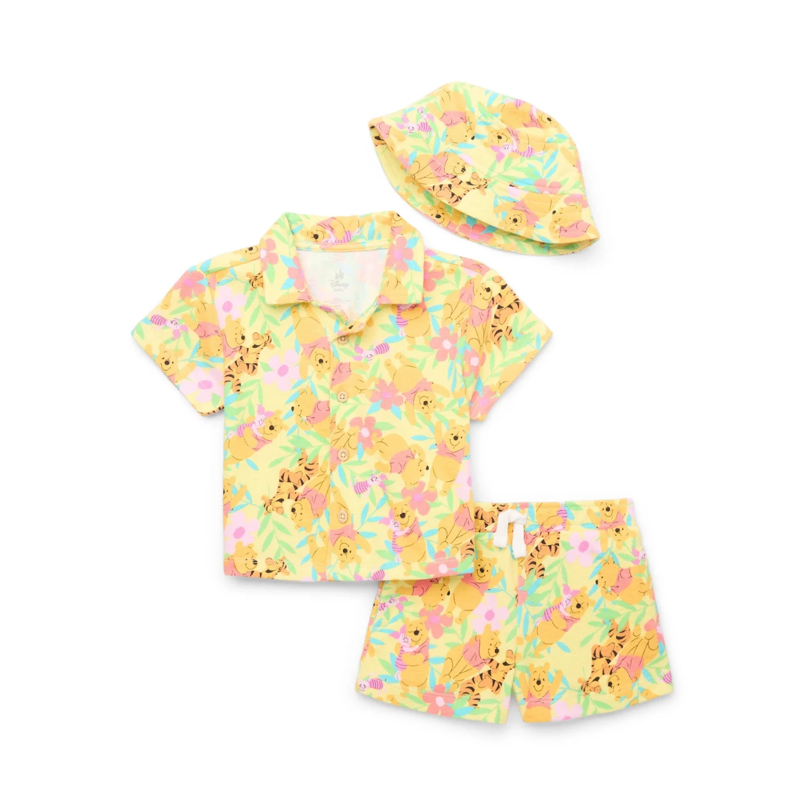 Winnie the Pooh Baby Boys Resort Short Set with Matching Hat, 3-Piece, Size 0/3M