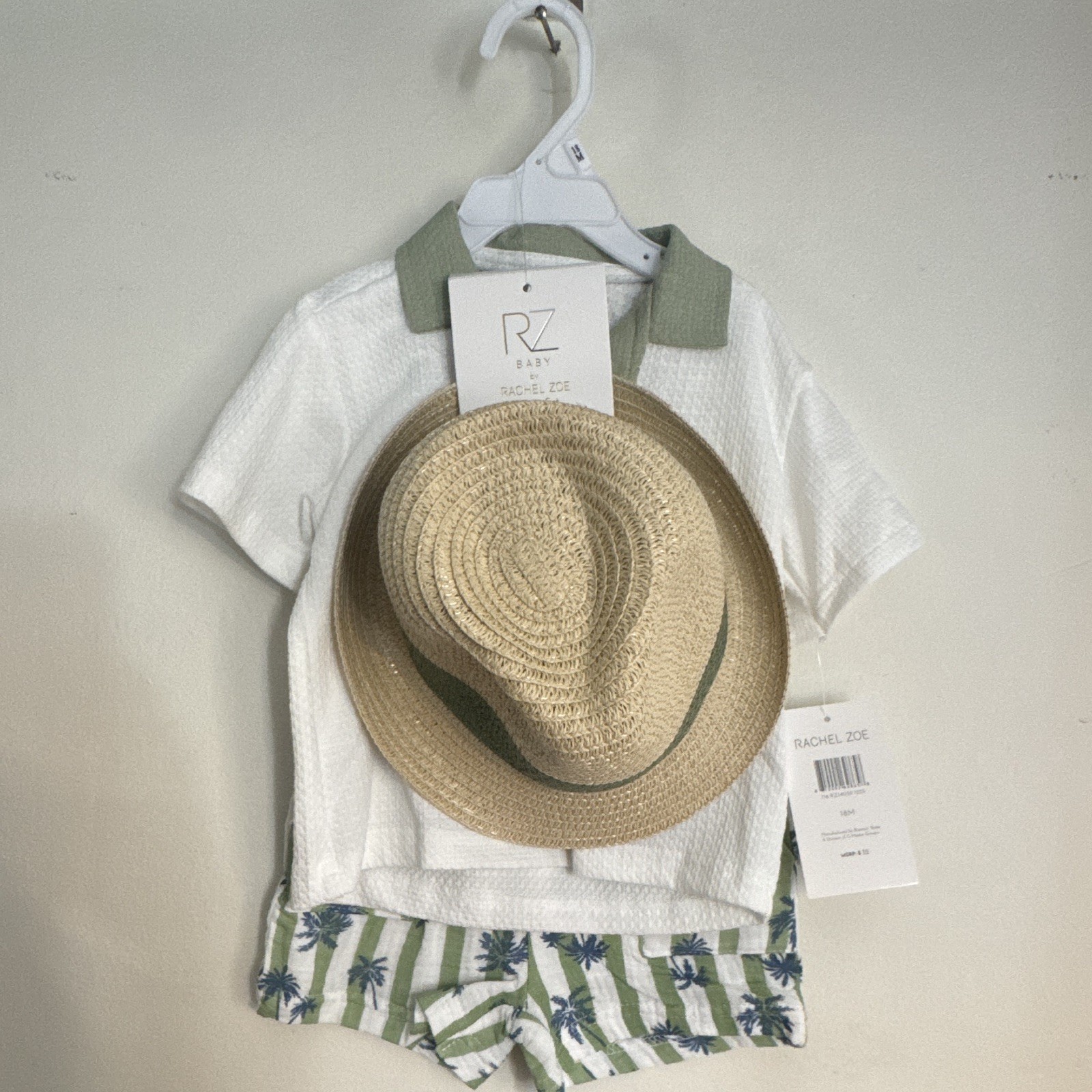 Rachel Zoe 2pc Shorts Set 18M Cotton Knit Shirt & Shorts Striped Tropical