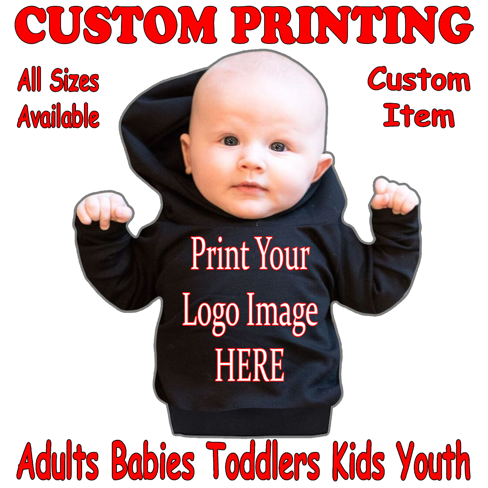 Baby New Born Infants Hoodies Print Your Own Logo Images All Sizes Available