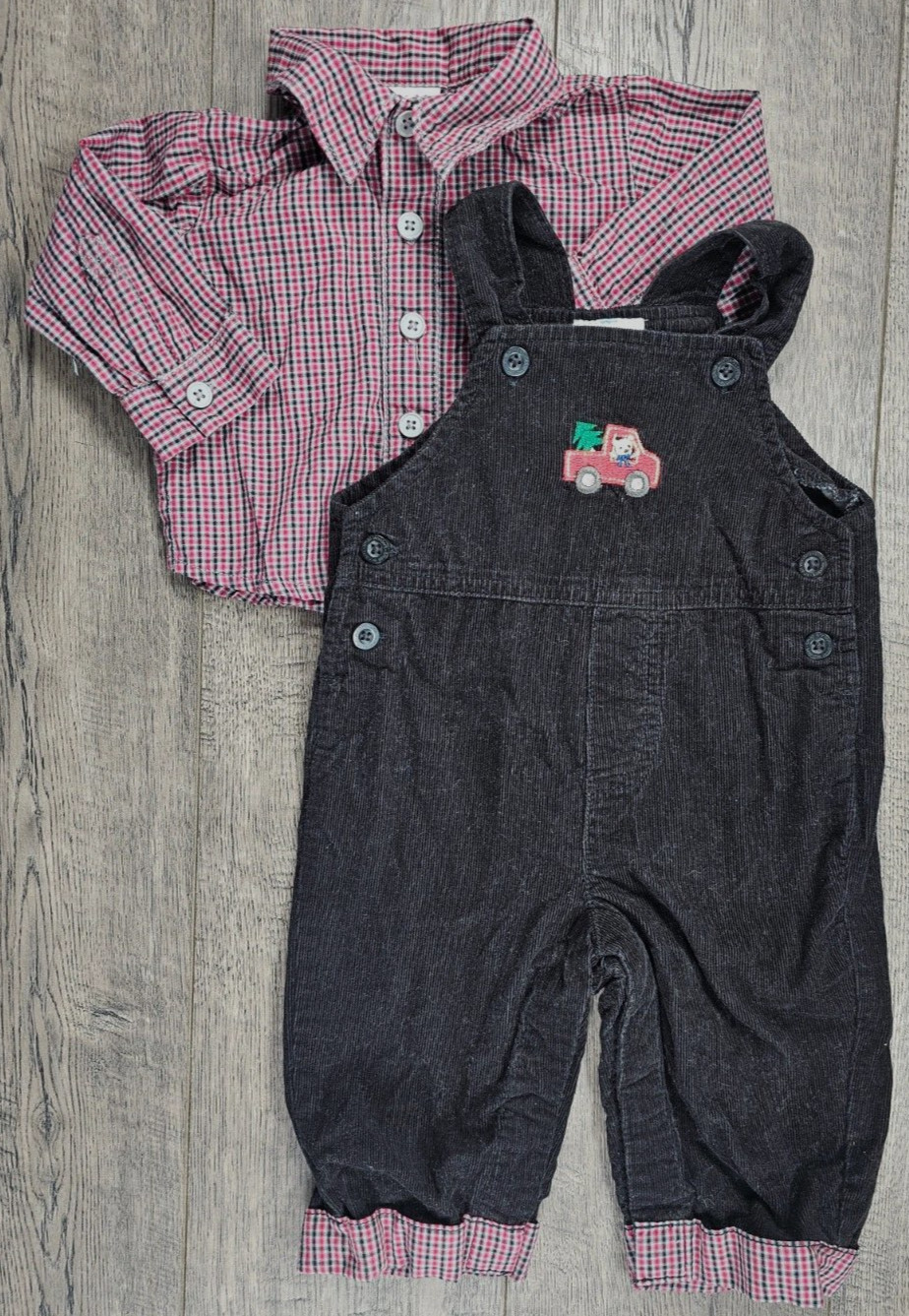 Baby Boy Clothes Small Wonders 0-3 Month 2pc Christmas Corduroy Overalls Outfit