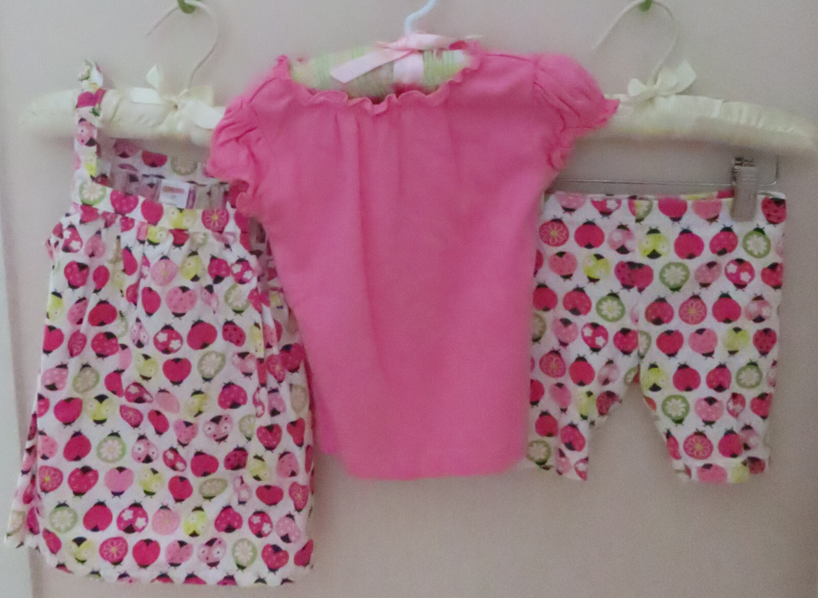 Gymboree PRETTY LADY Girls’ Size 3 3-Piece Ladybug Shirt & Bike Shorts Set