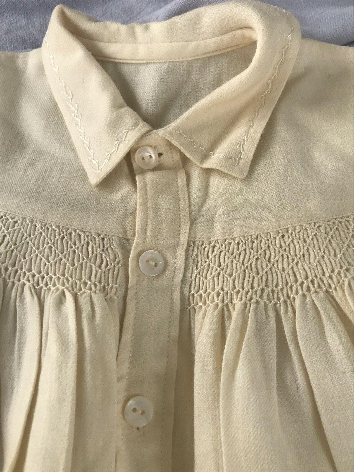 Vintage Baby Coat Jacket Embroidered Cotton Flannel Fabric 3 Button Down