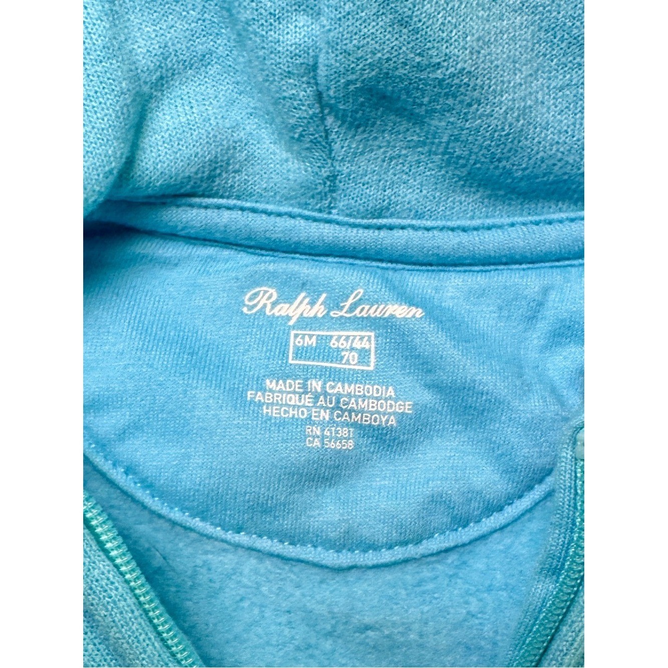 Ralph Lauren Baby Girl Hoodie Jogger Set 6M Pony Logo Zip Sweat Outfit Cotton