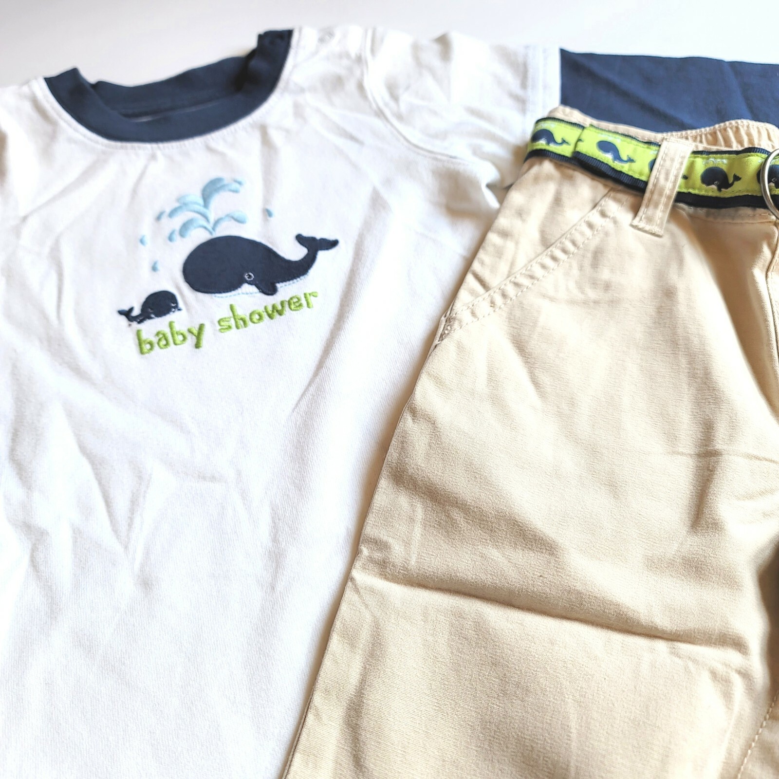 Gymboree 12-18 Whale of a Time Khaki Pants Bodysuit Set NWT **See Description***