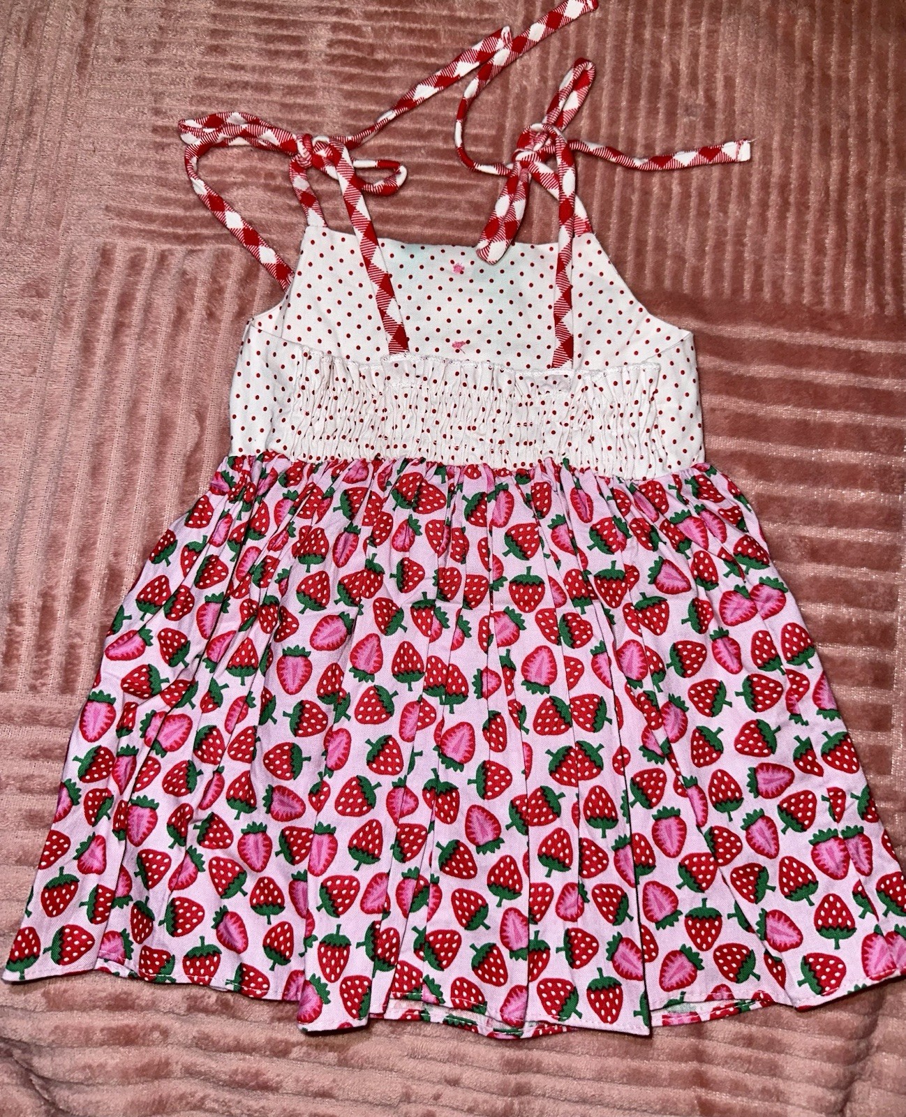 Ricrac & Ruffles Girls Outfit 4T Strawberry Gingham Sleeveless Top Shorts 2pc