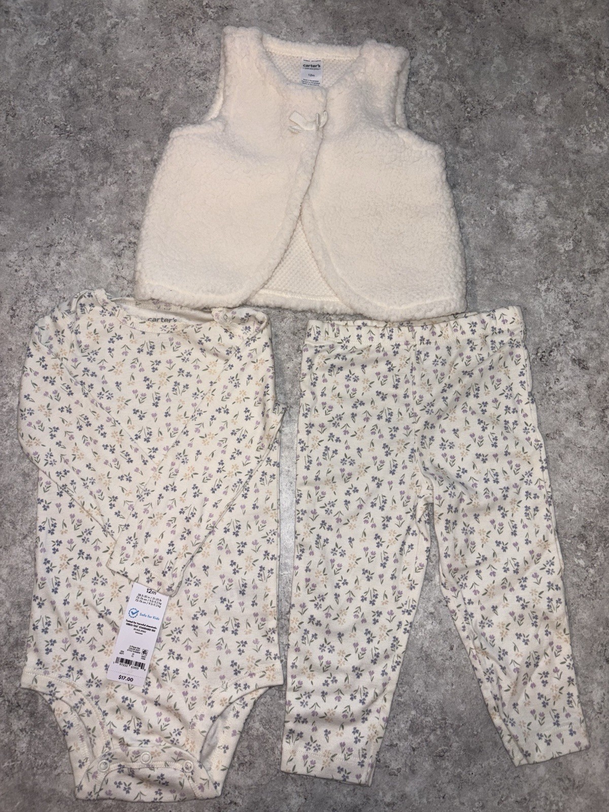 CARTERS NWT 3-PIECE SET, Floral And Crème Color