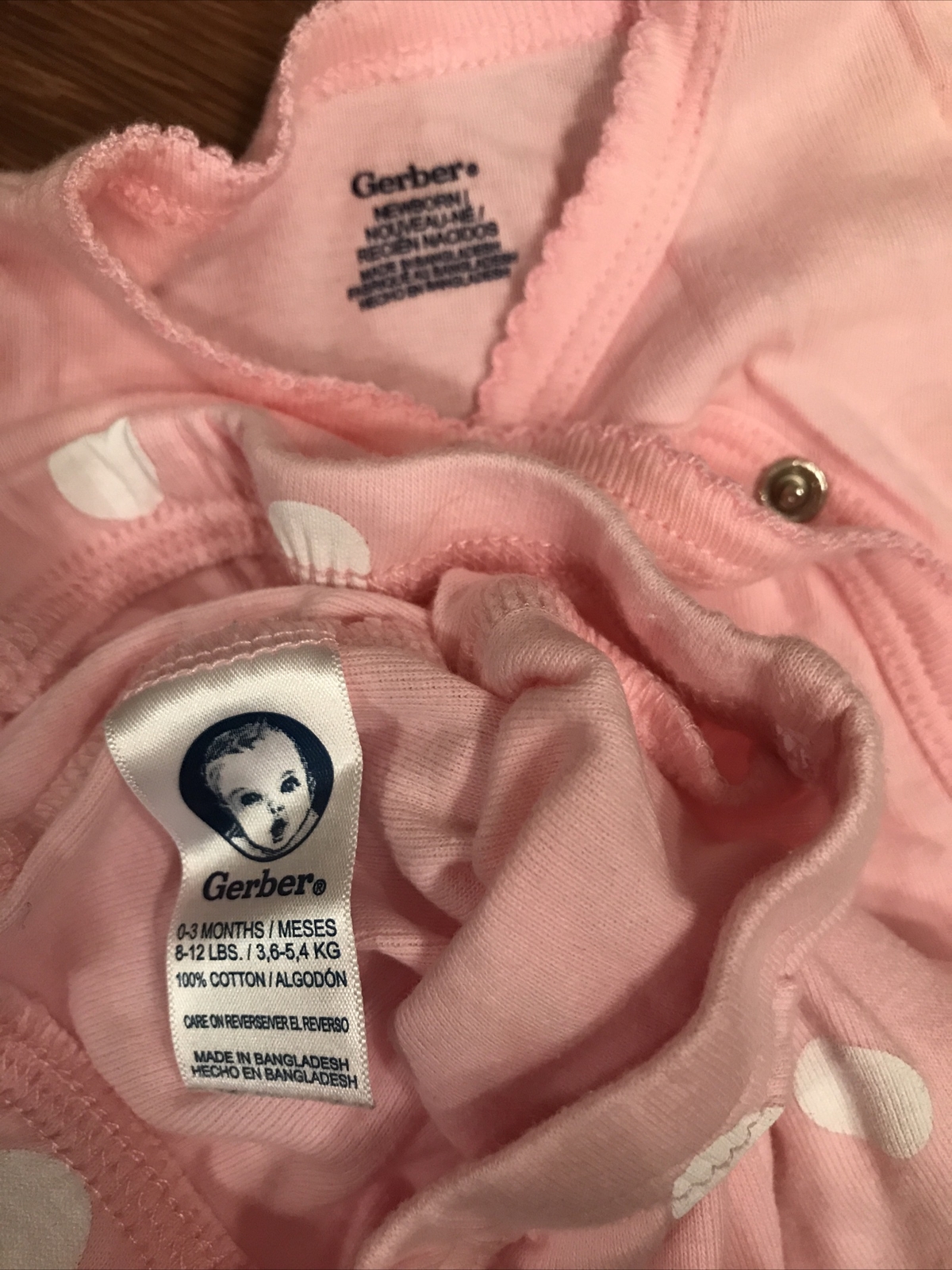 INFANT BABY GIRL OUTFITS 0-3 months NB Lot of 5 pieces GERBER Pink grey cute
