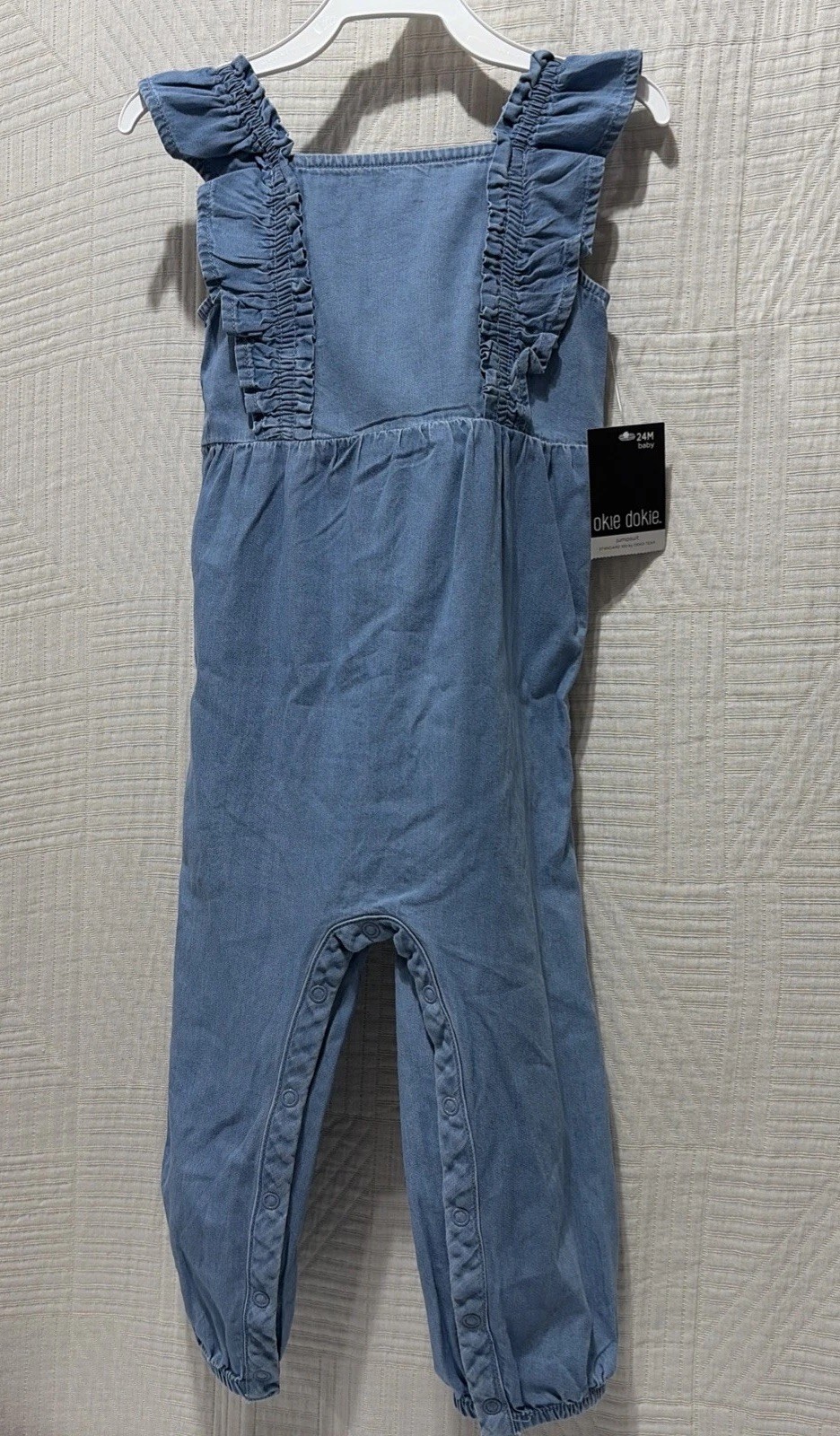 Okie Dokie Chambray Blue Baby Girls 24 M Jumpsuit Outfit New